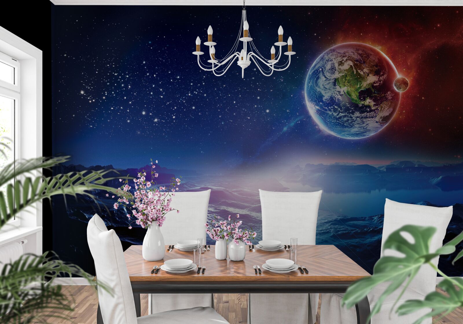 Papier peint vue de la terre depuis une autre planète