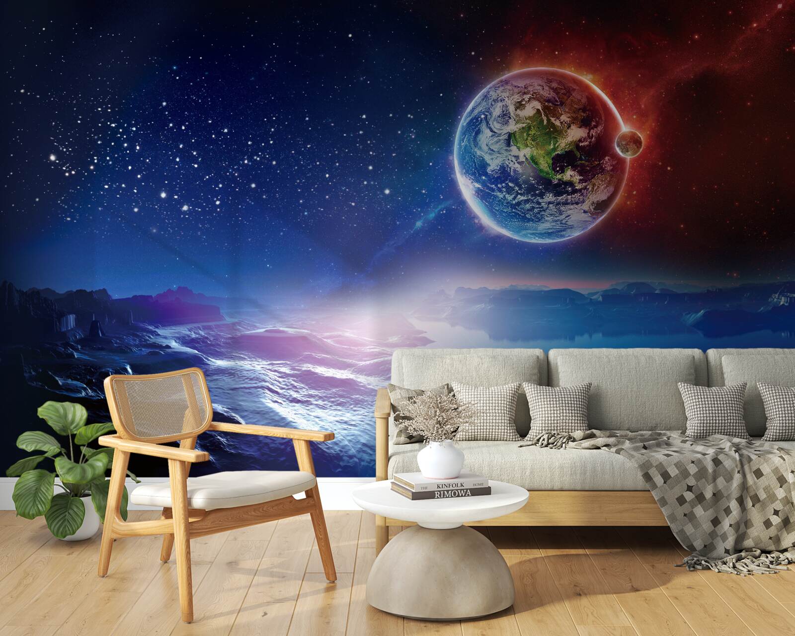 Papier peint vue de la terre depuis une autre planète