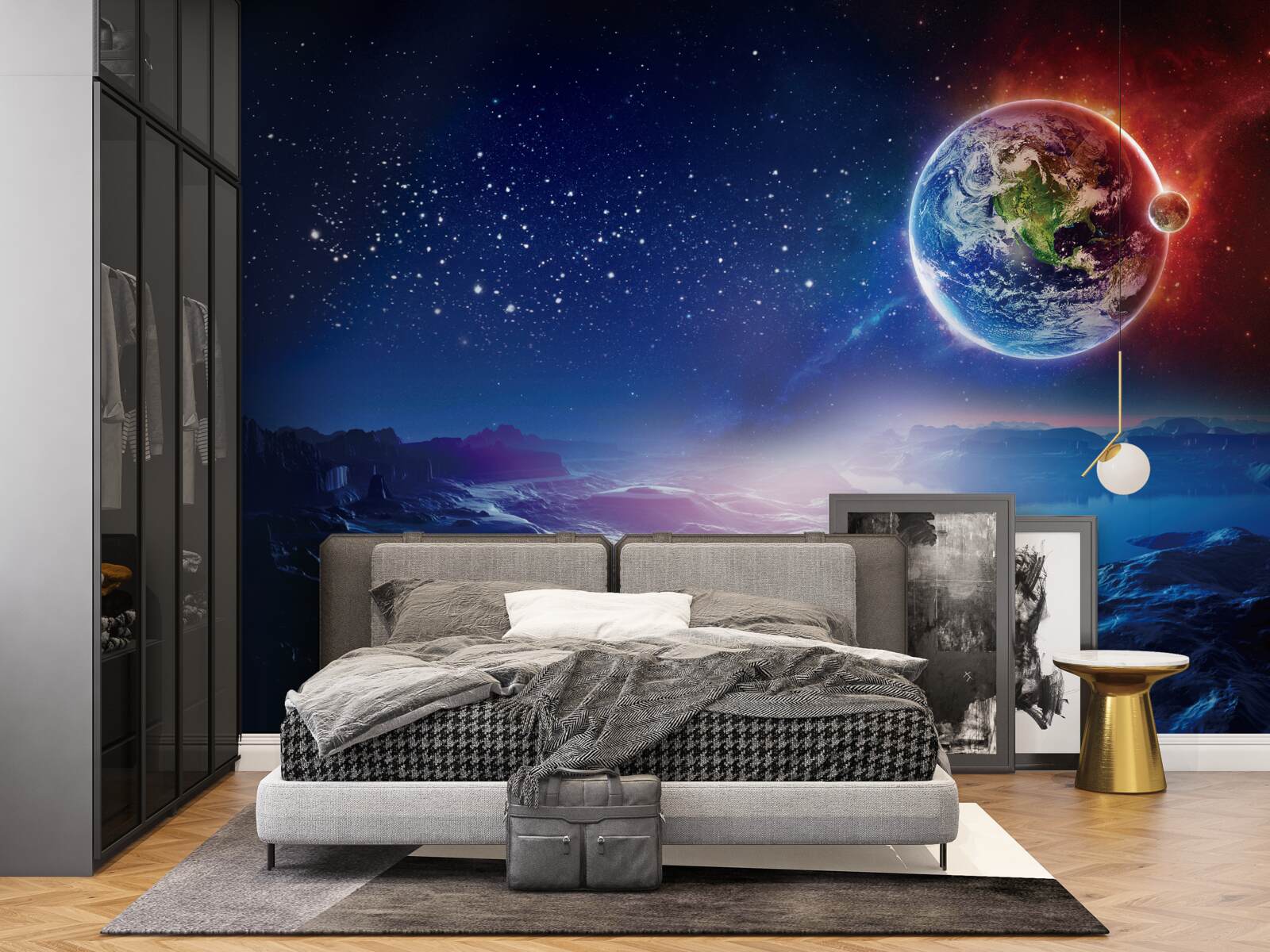 Papier peint vue de la terre depuis une autre planète