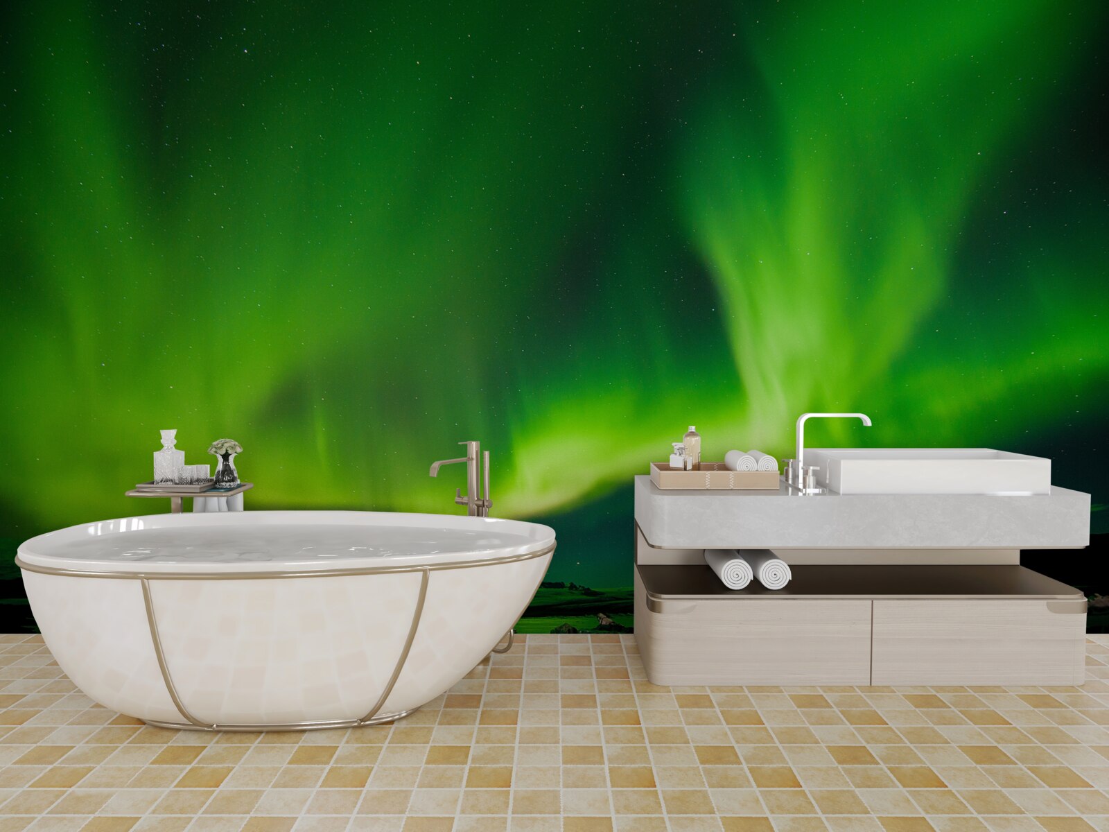 Papier peint des aurores boréales d'une beauté captivante