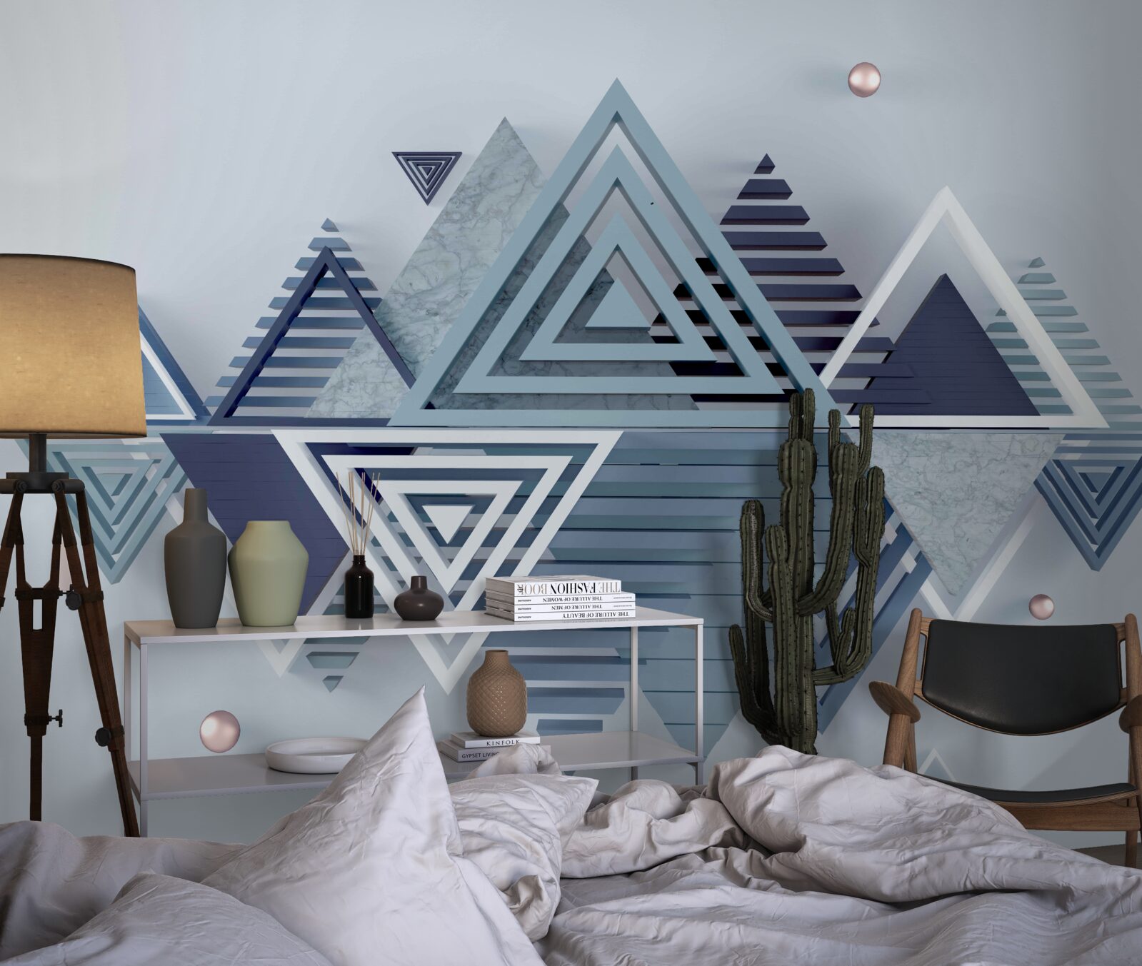 Papier peint formes triangulaires colorées et abstraites