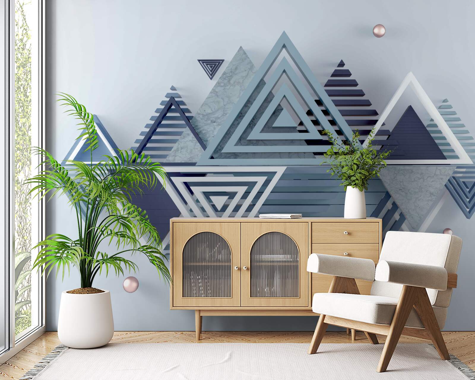 Papier peint formes triangulaires colorées et abstraites