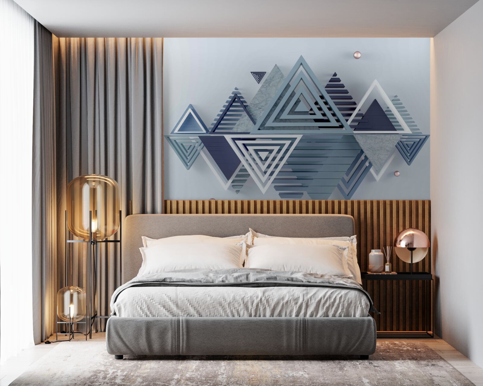 Papier peint formes triangulaires colorées et abstraites