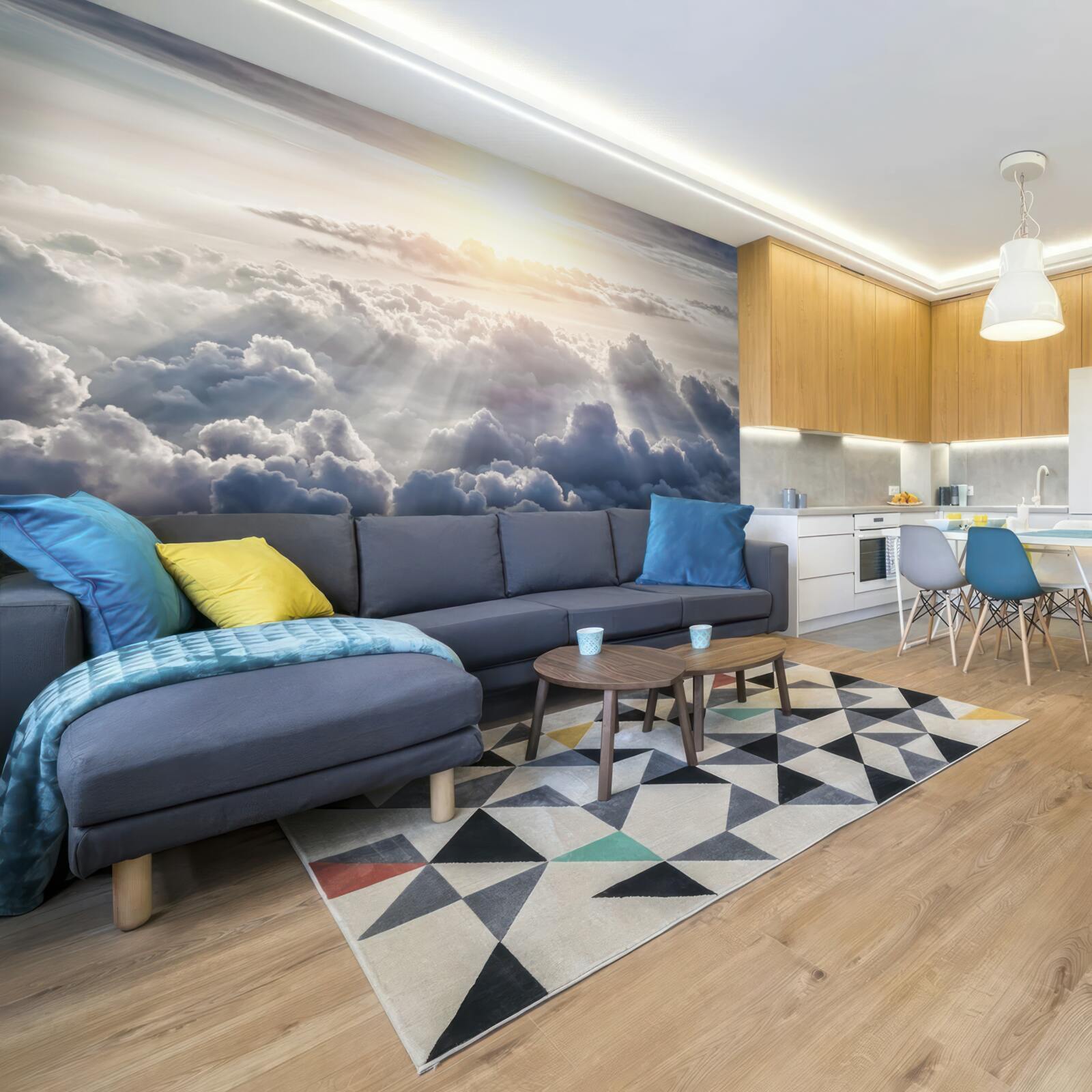 Papier peint La lumière s'élevait au-dessus des nuages luxuriants