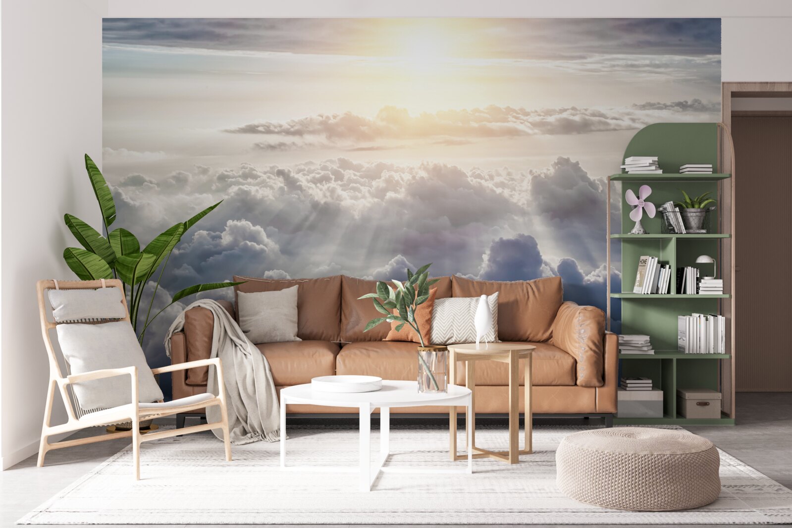 Papier peint La lumière s'élevait au-dessus des nuages luxuriants