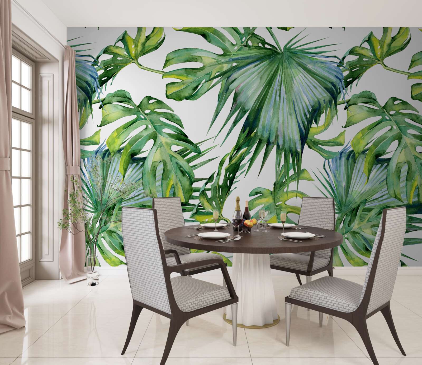 Papier peint grande variété de plantes vertes