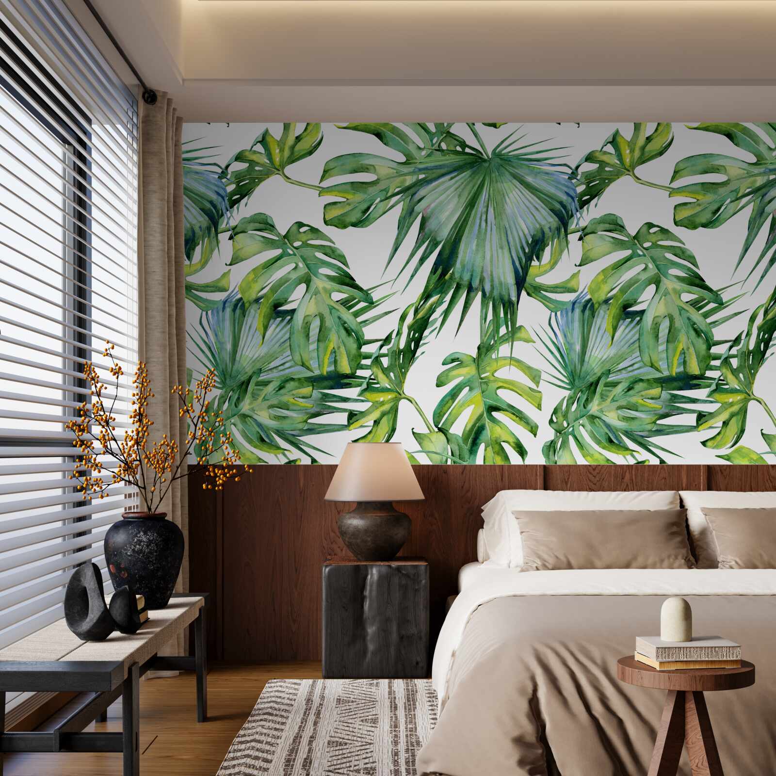 Papier peint grande variété de plantes vertes