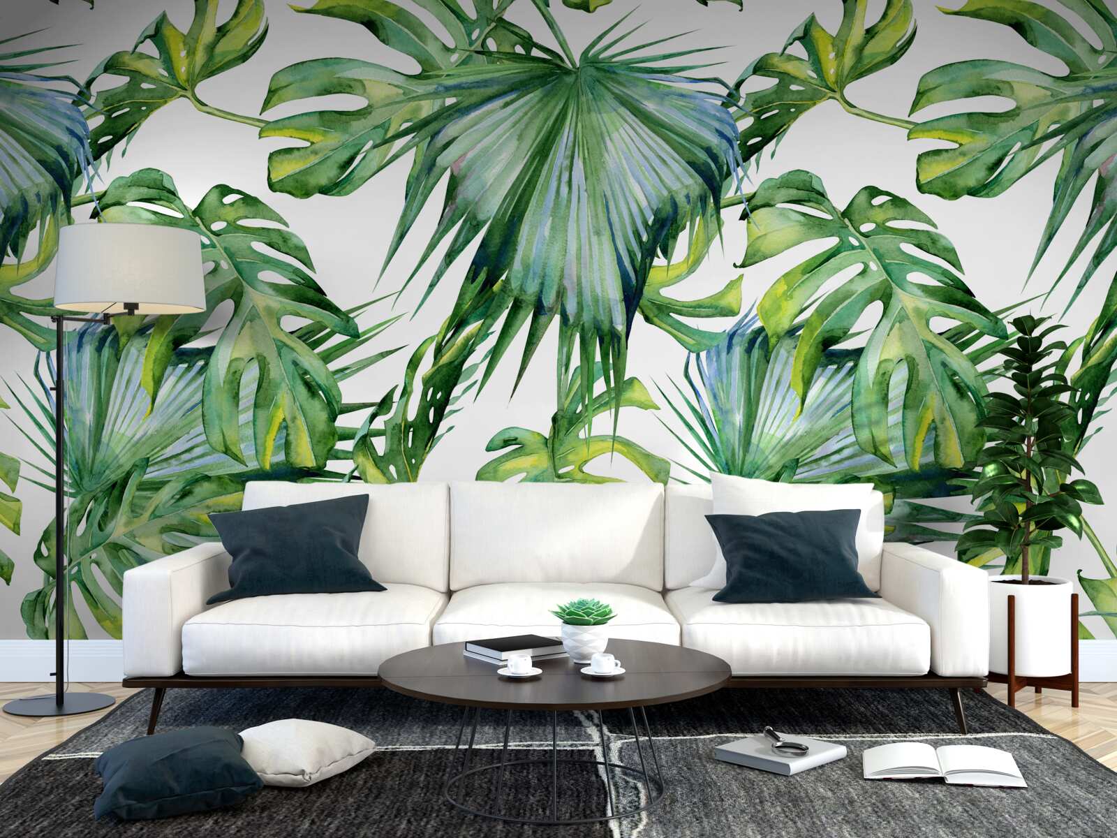 Papier peint grande variété de plantes vertes