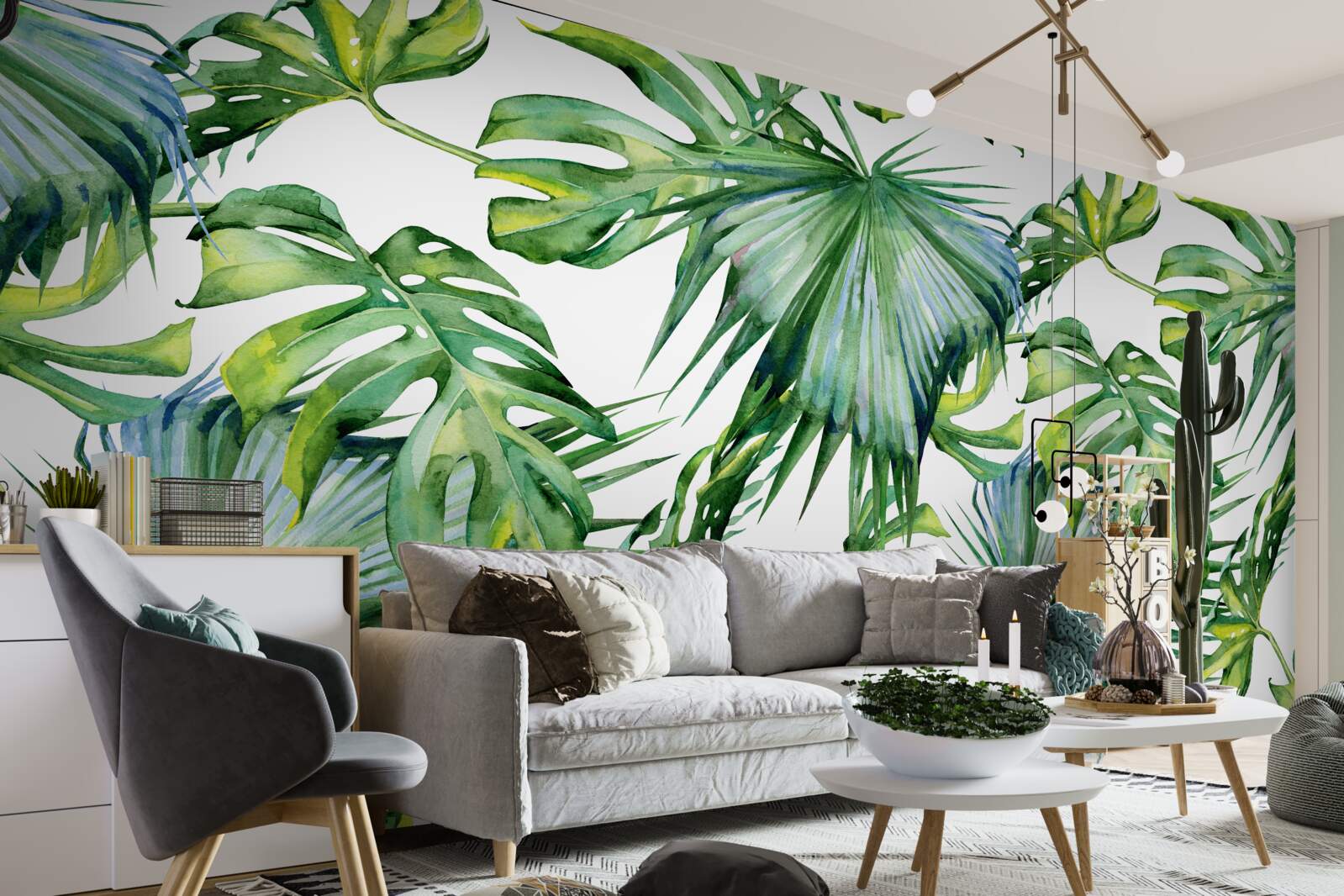 Papier peint grande variété de plantes vertes