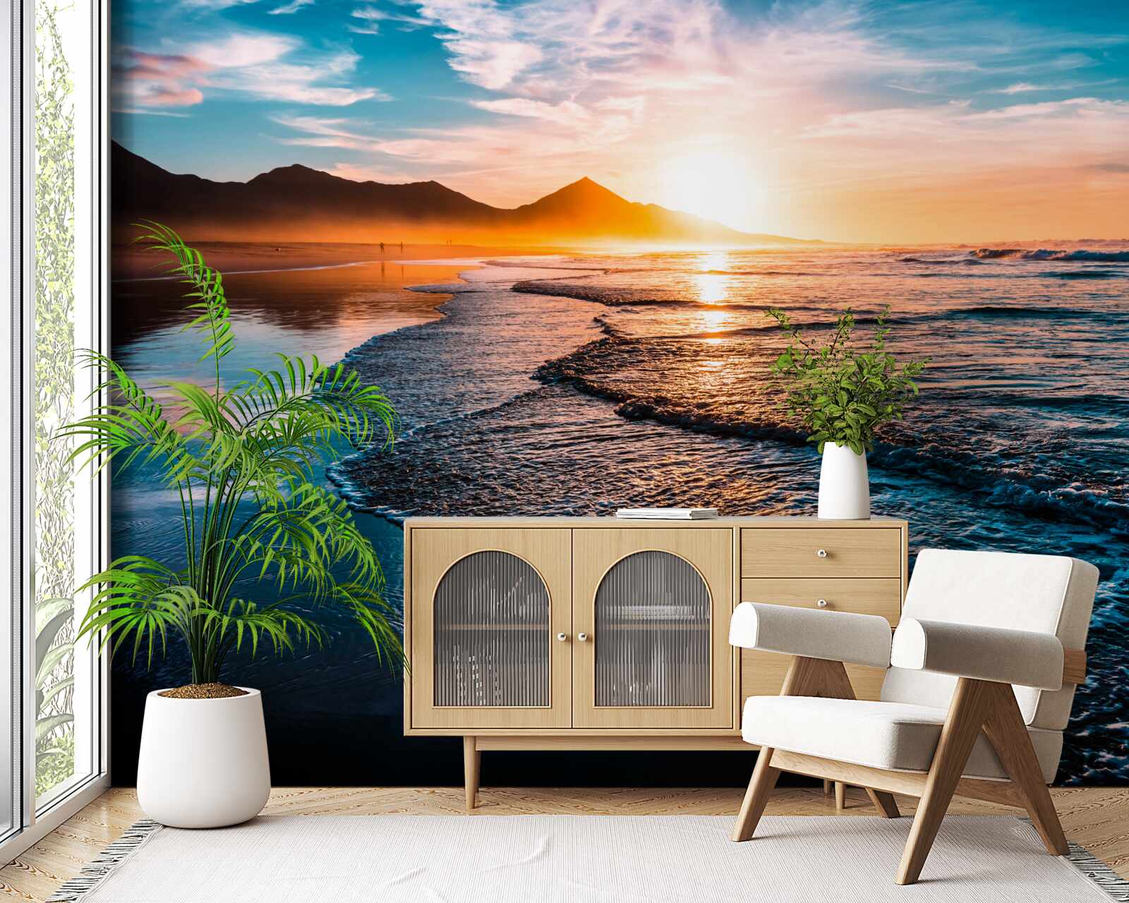 Papier peint l'eau reflète les rayons du soleil