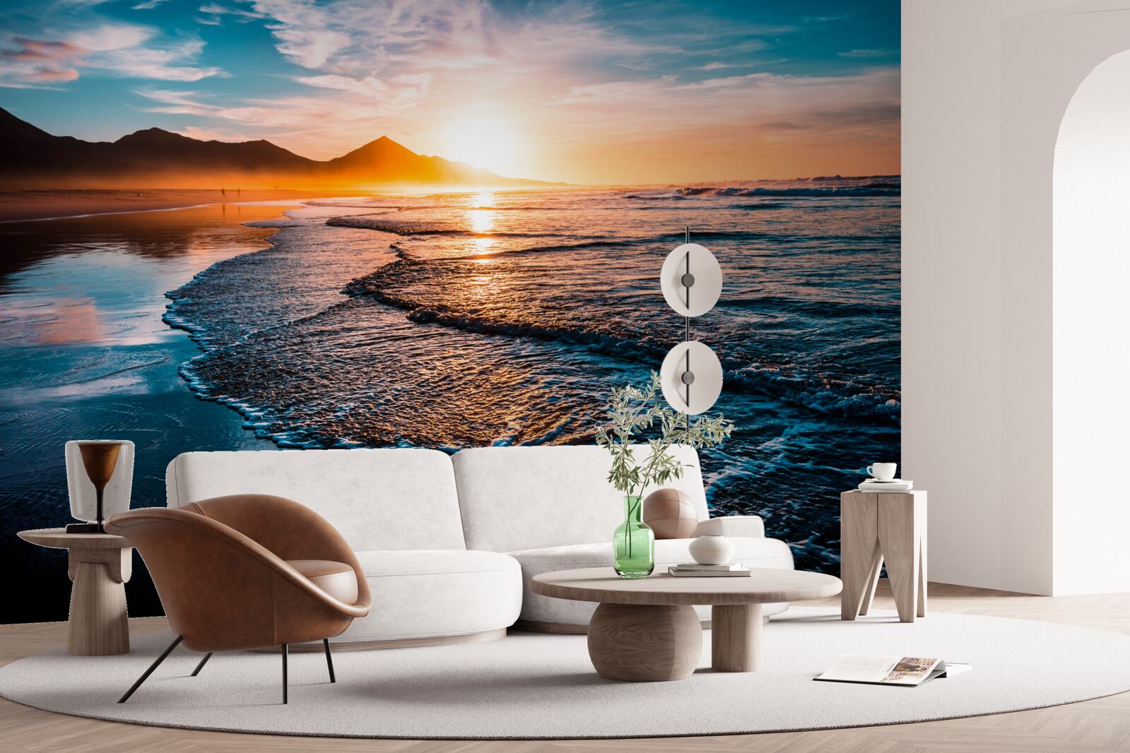 Papier peint l'eau reflète les rayons du soleil