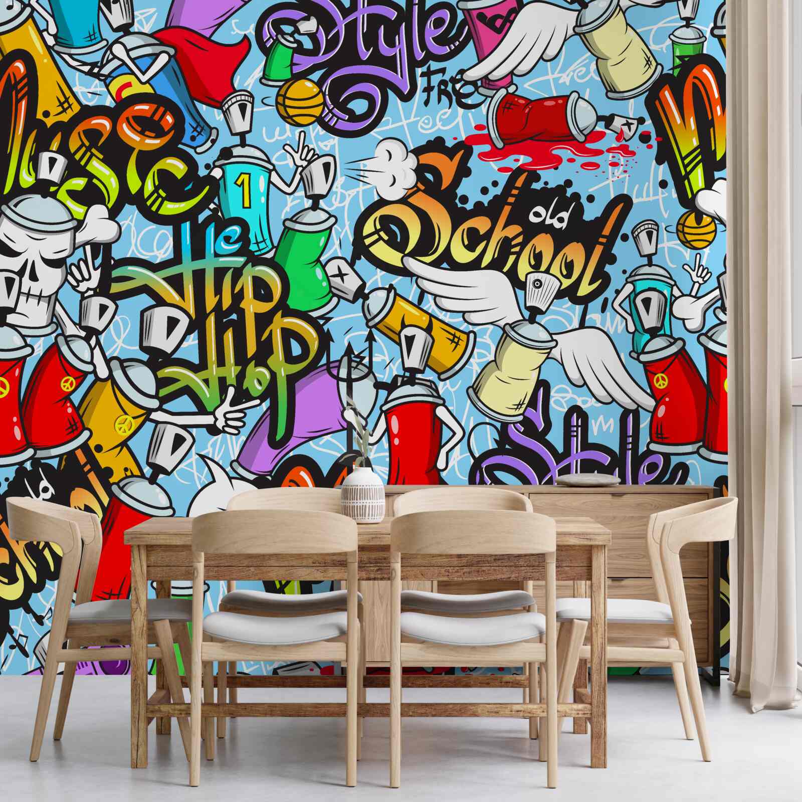 Papier peint graffiti en différentes couleurs