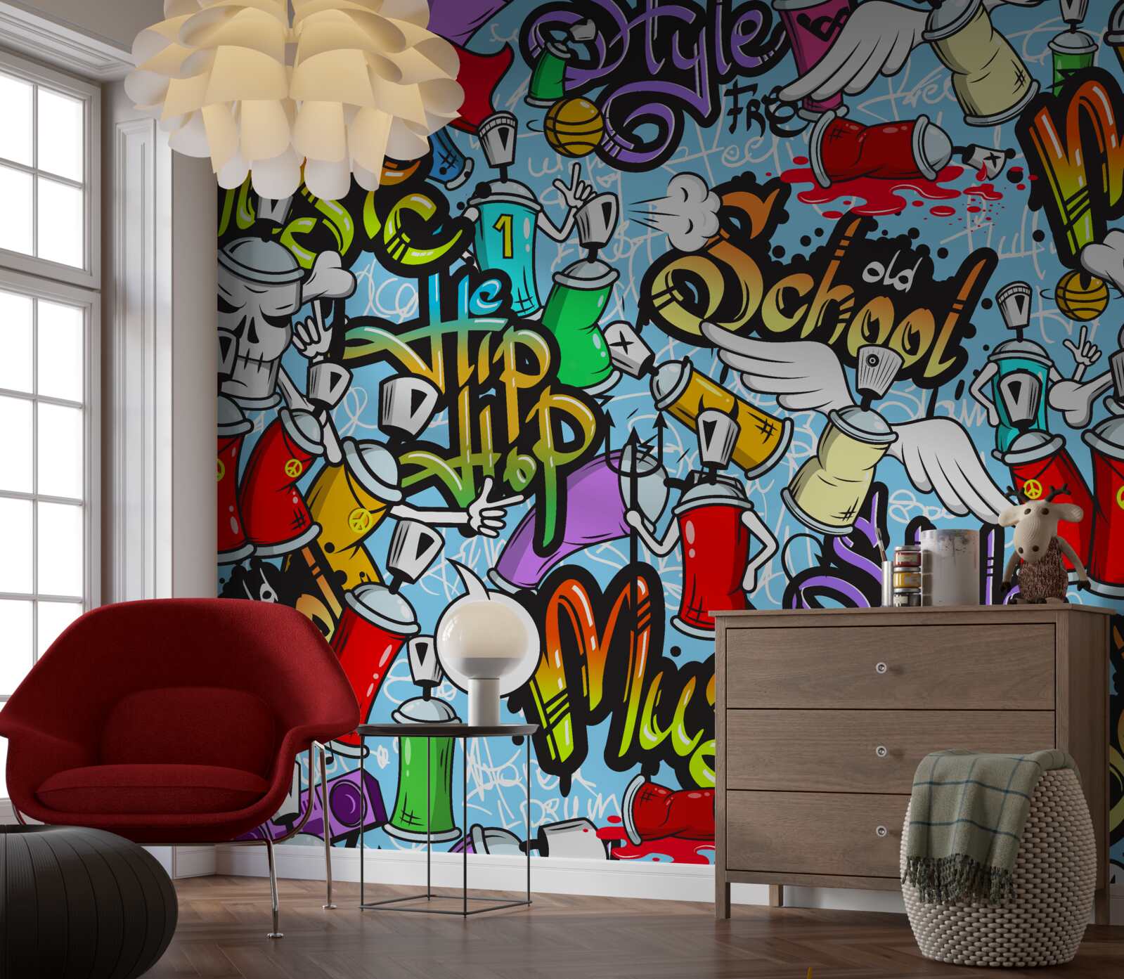 Papier peint graffiti en différentes couleurs