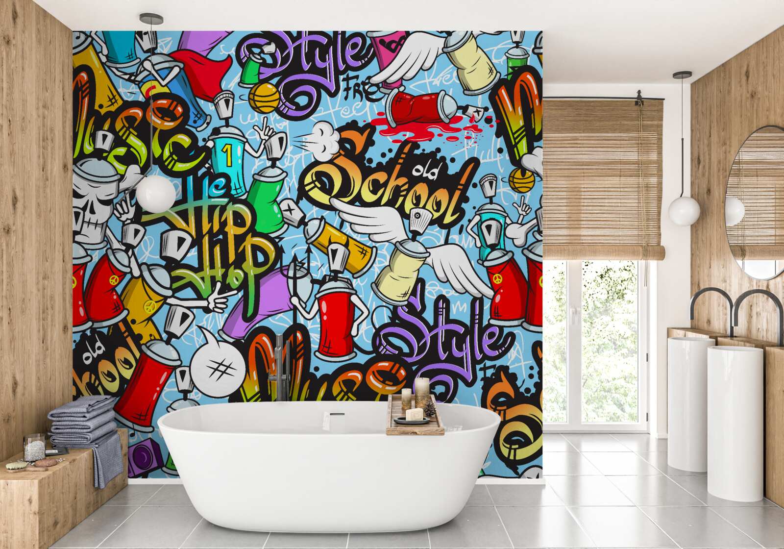 Papier peint graffiti en différentes couleurs