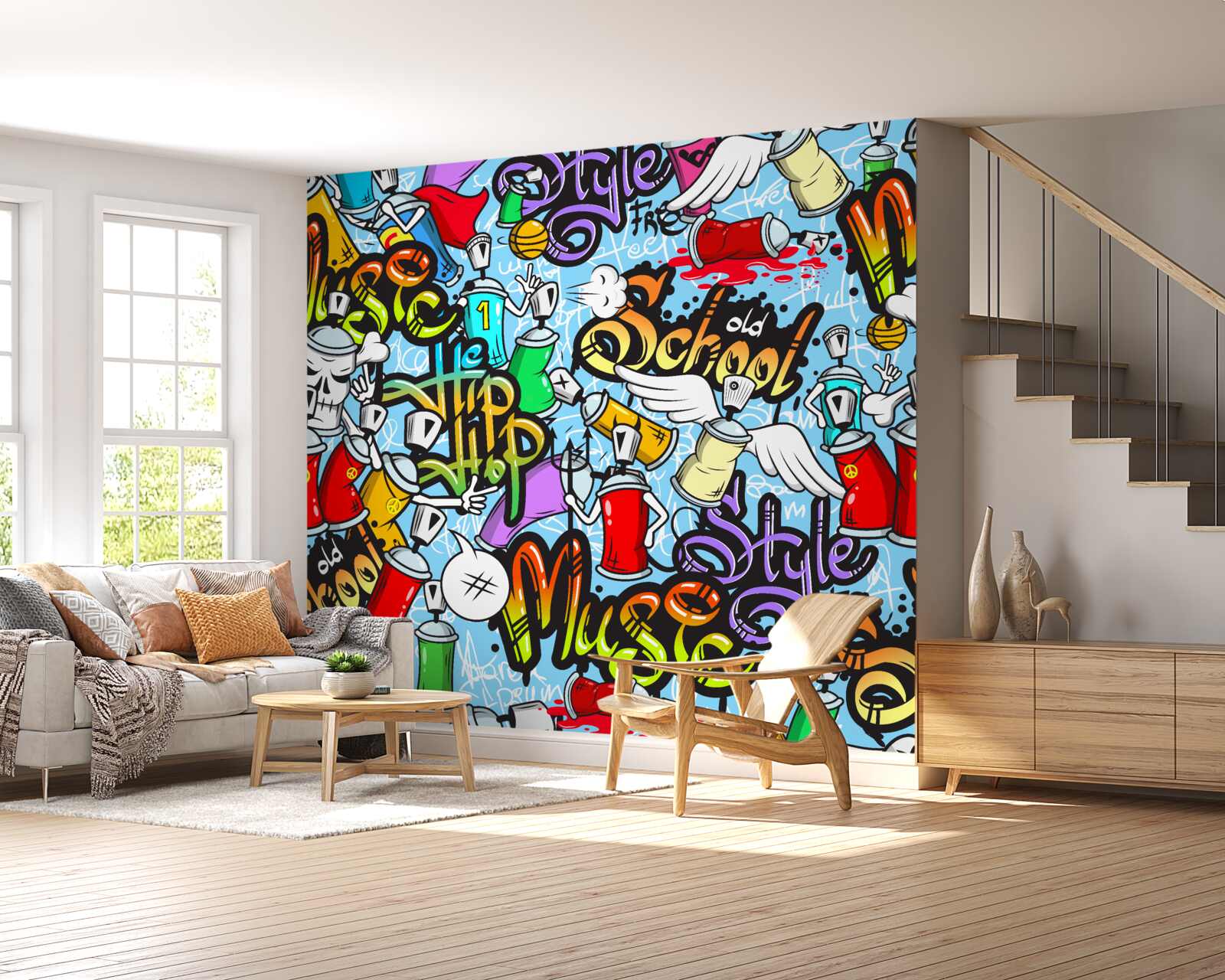 Papier peint graffiti en différentes couleurs