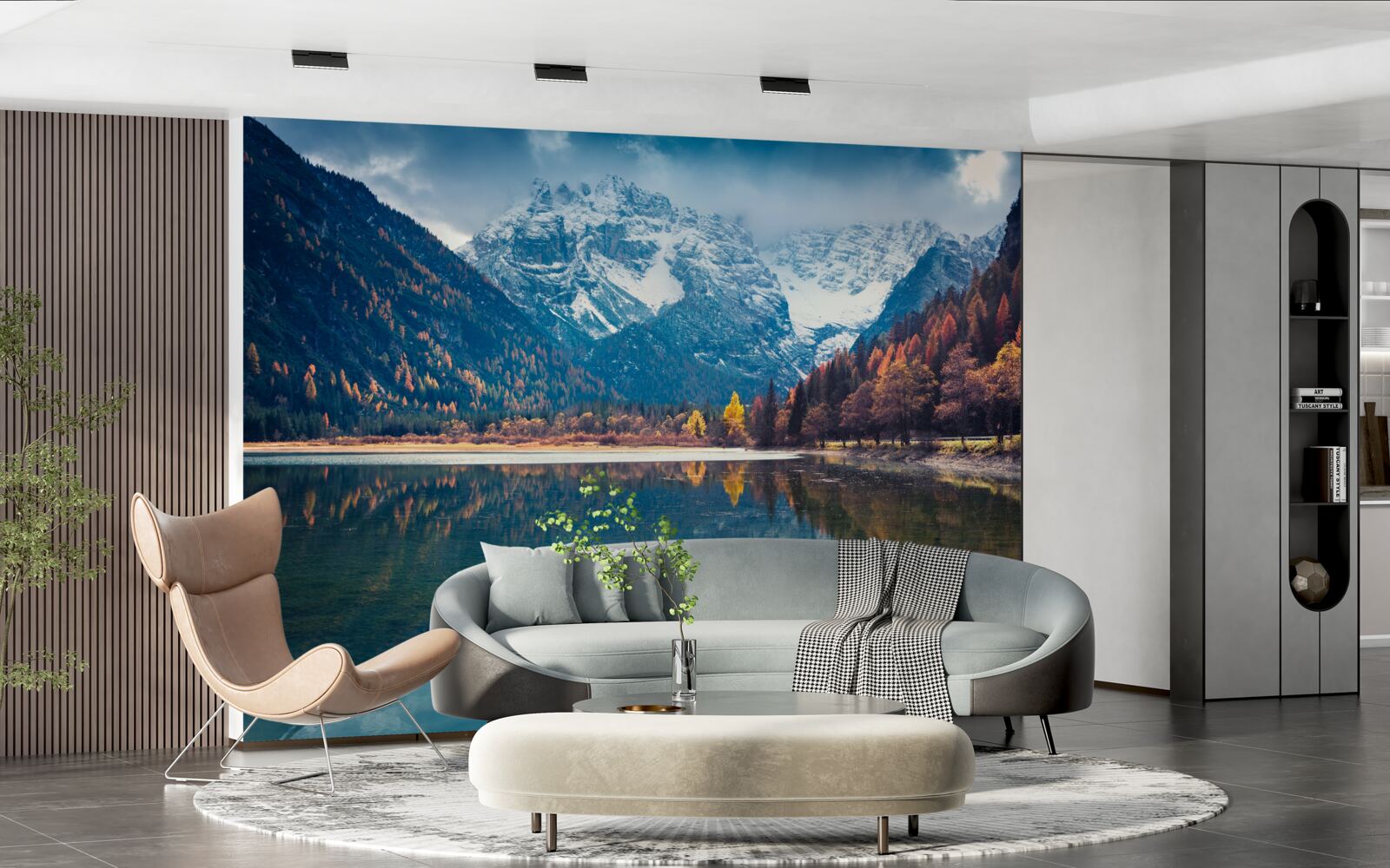 Papier peint des sommets majestueux et une rivière qui coule