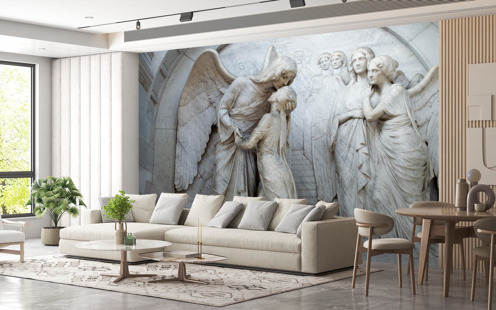 Papier peint composition de sculptures d'anges