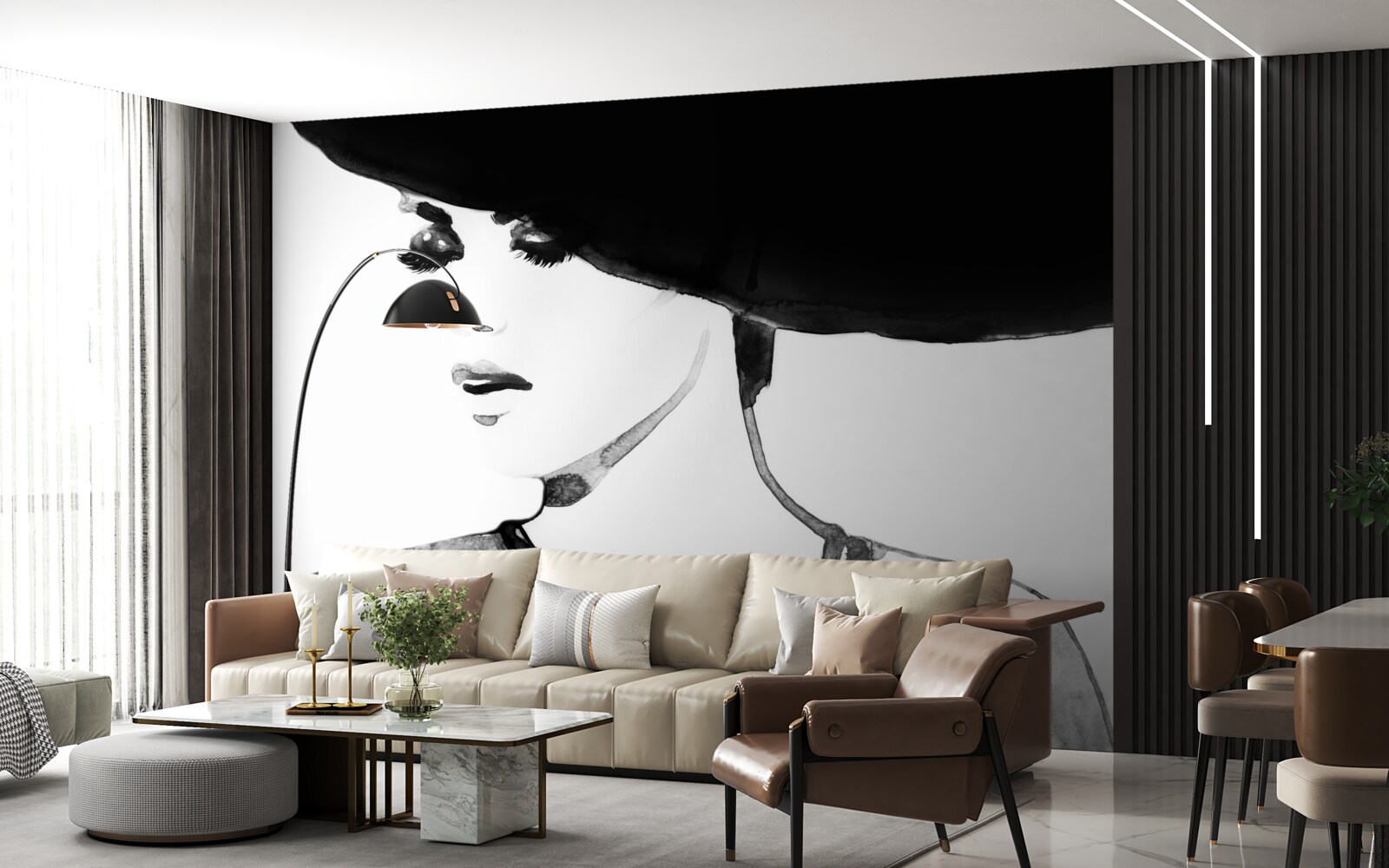 Papier peint fille avec chapeau montrée dans la photo