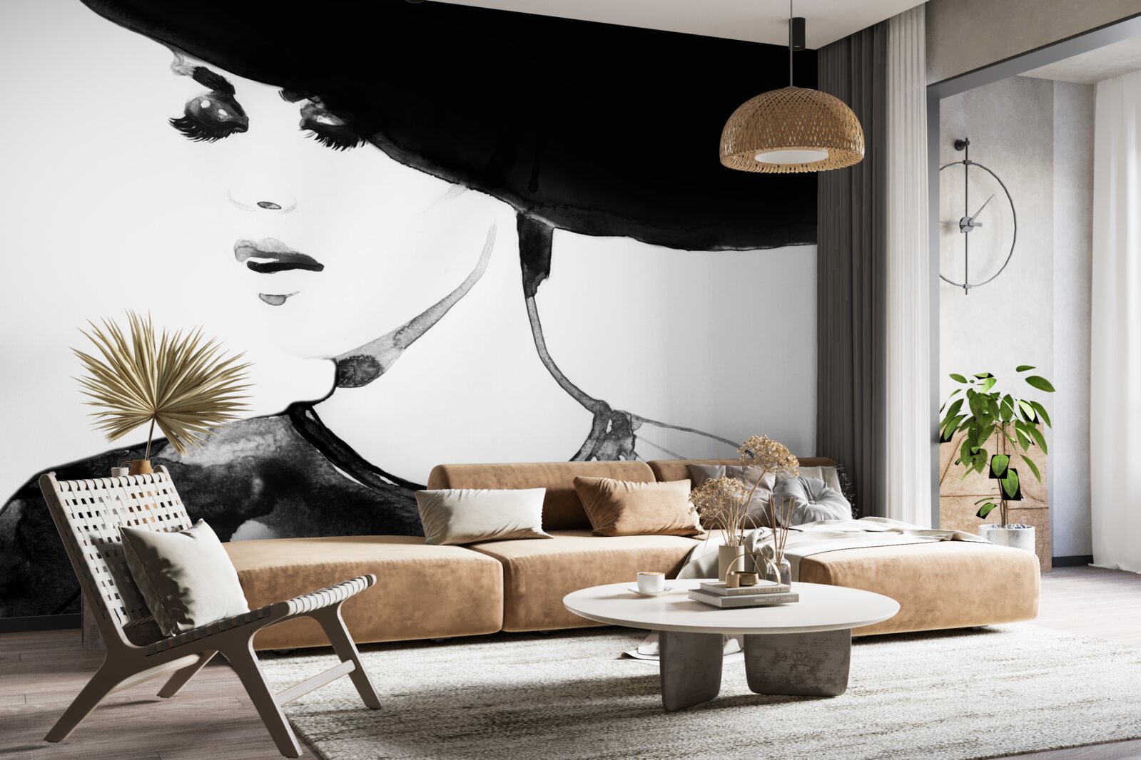 Papier peint fille avec chapeau montrée dans la photo