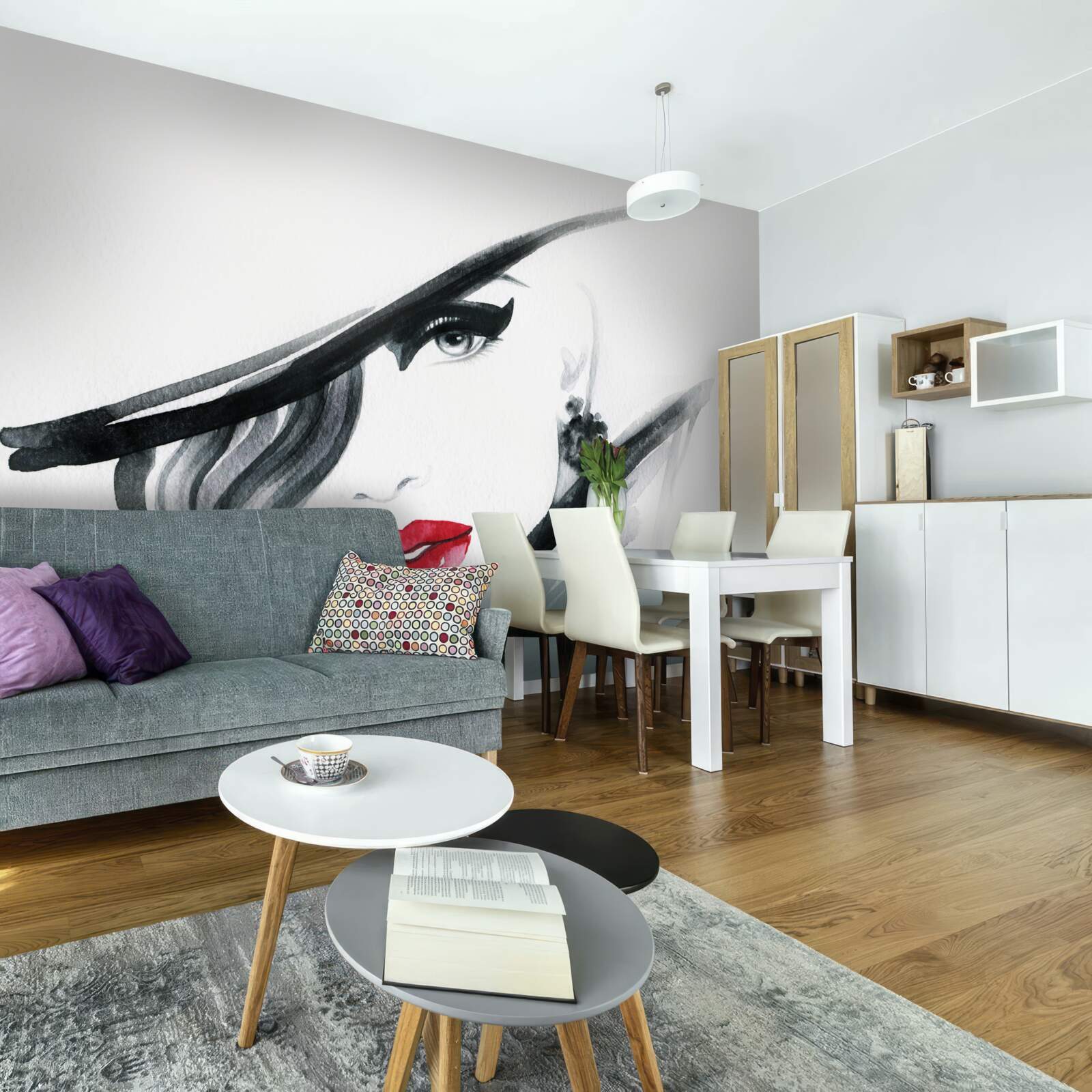 Papier peint image d'une fille aux lèvres rouges