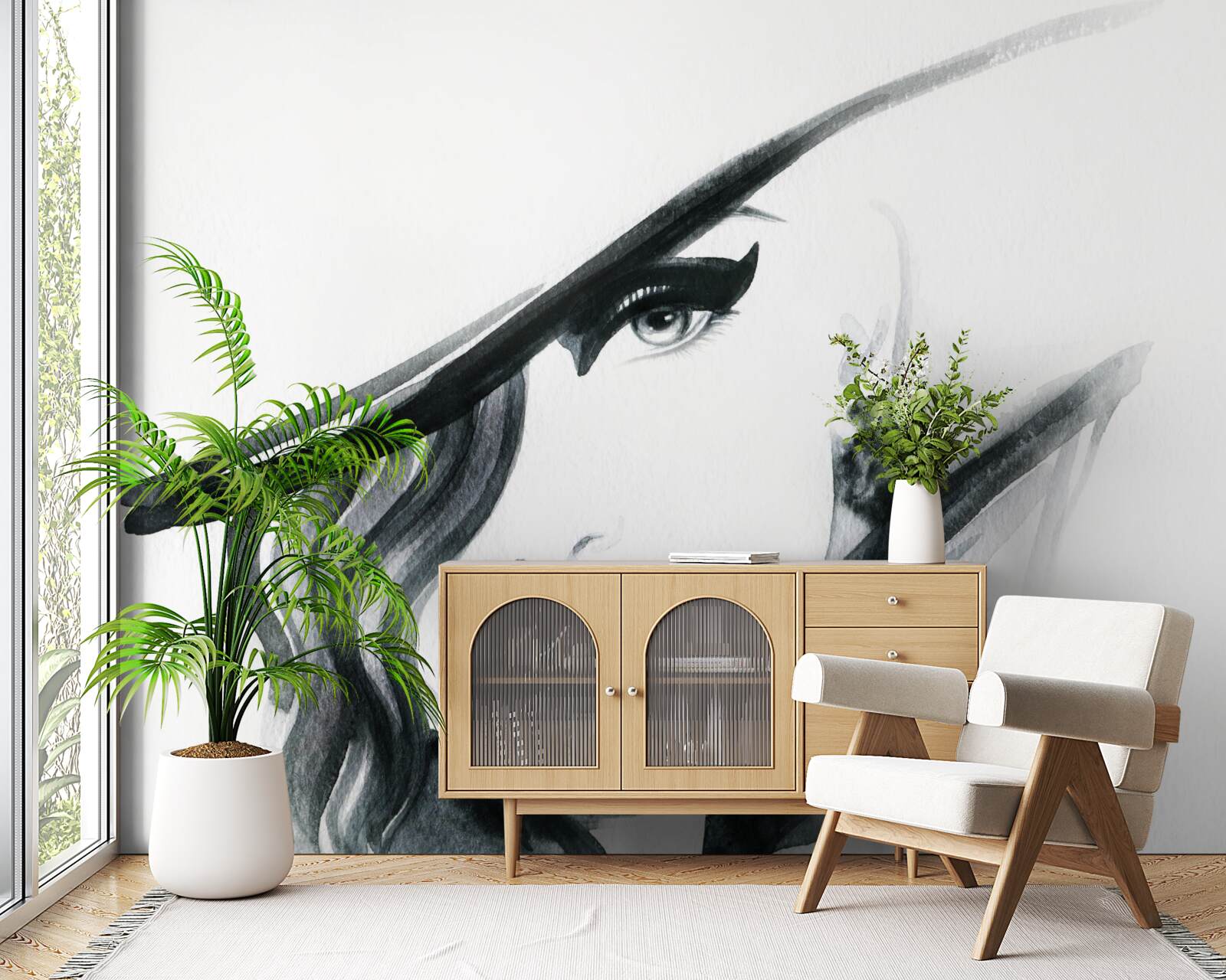 Papier peint image d'une fille aux lèvres rouges