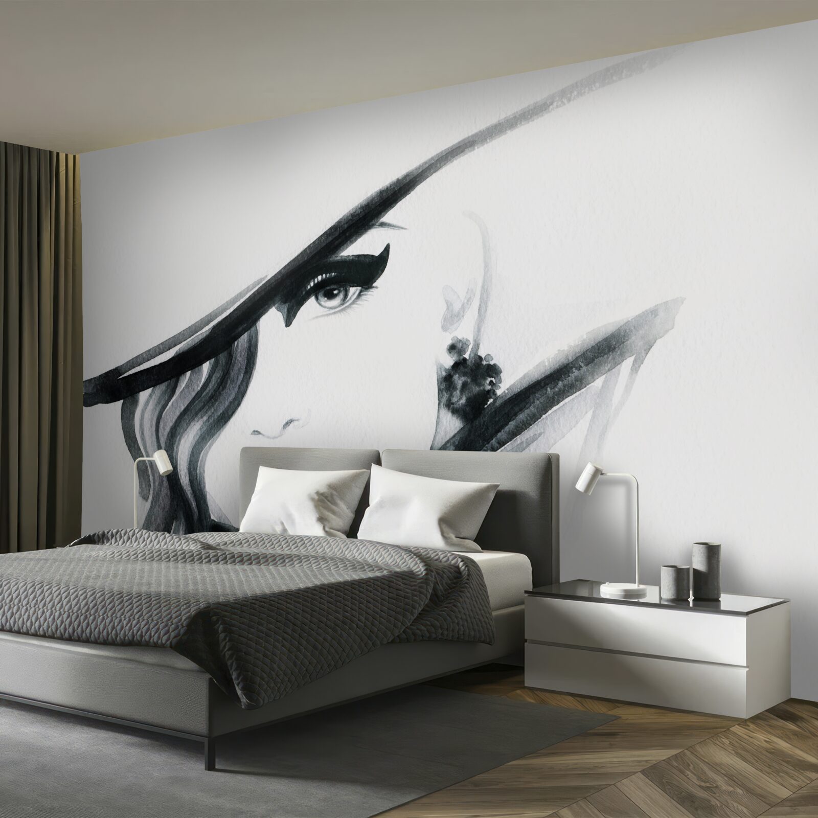 Papier peint image d'une fille aux lèvres rouges