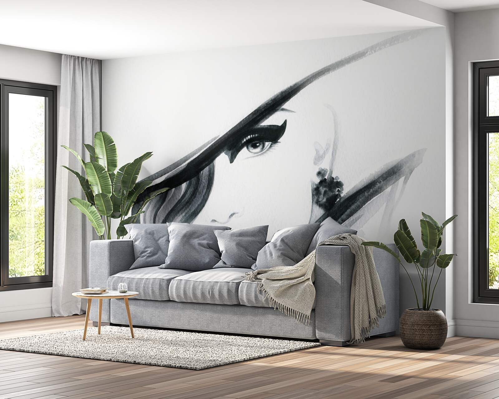 Papier peint image d'une fille aux lèvres rouges