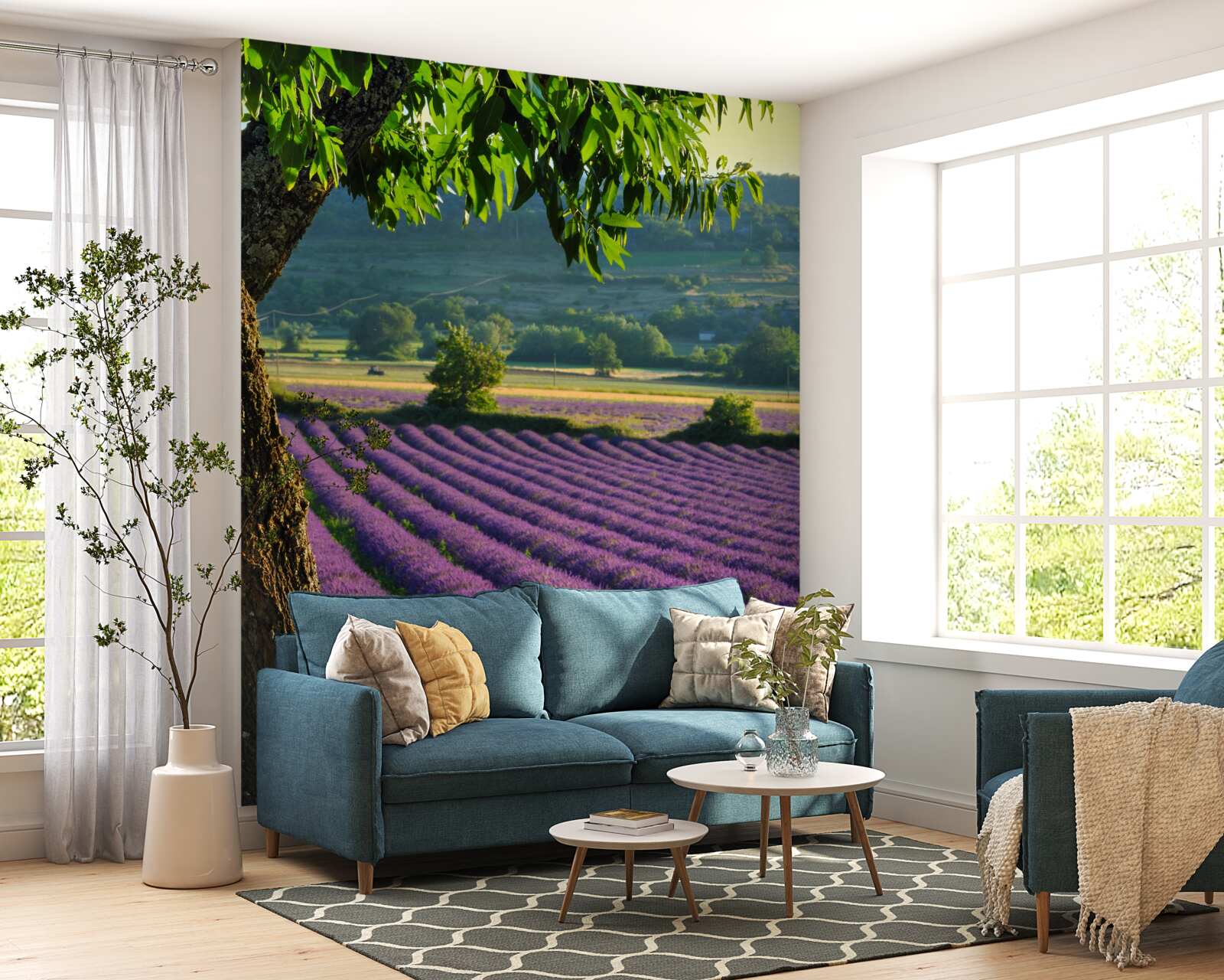 Papier peint un champ parfumé de lavande