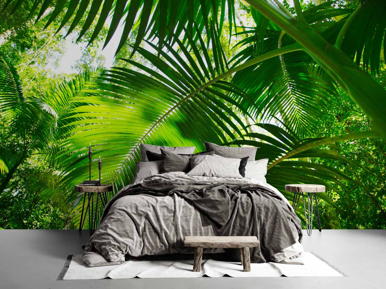 Papier peint grandes feuilles vertes