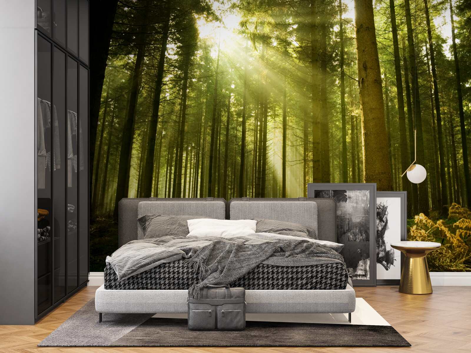 Papier peint les rayons du soleil illuminent la forêt