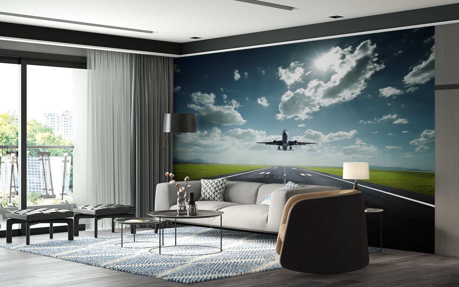 Papier peint l'avion décolle de la piste