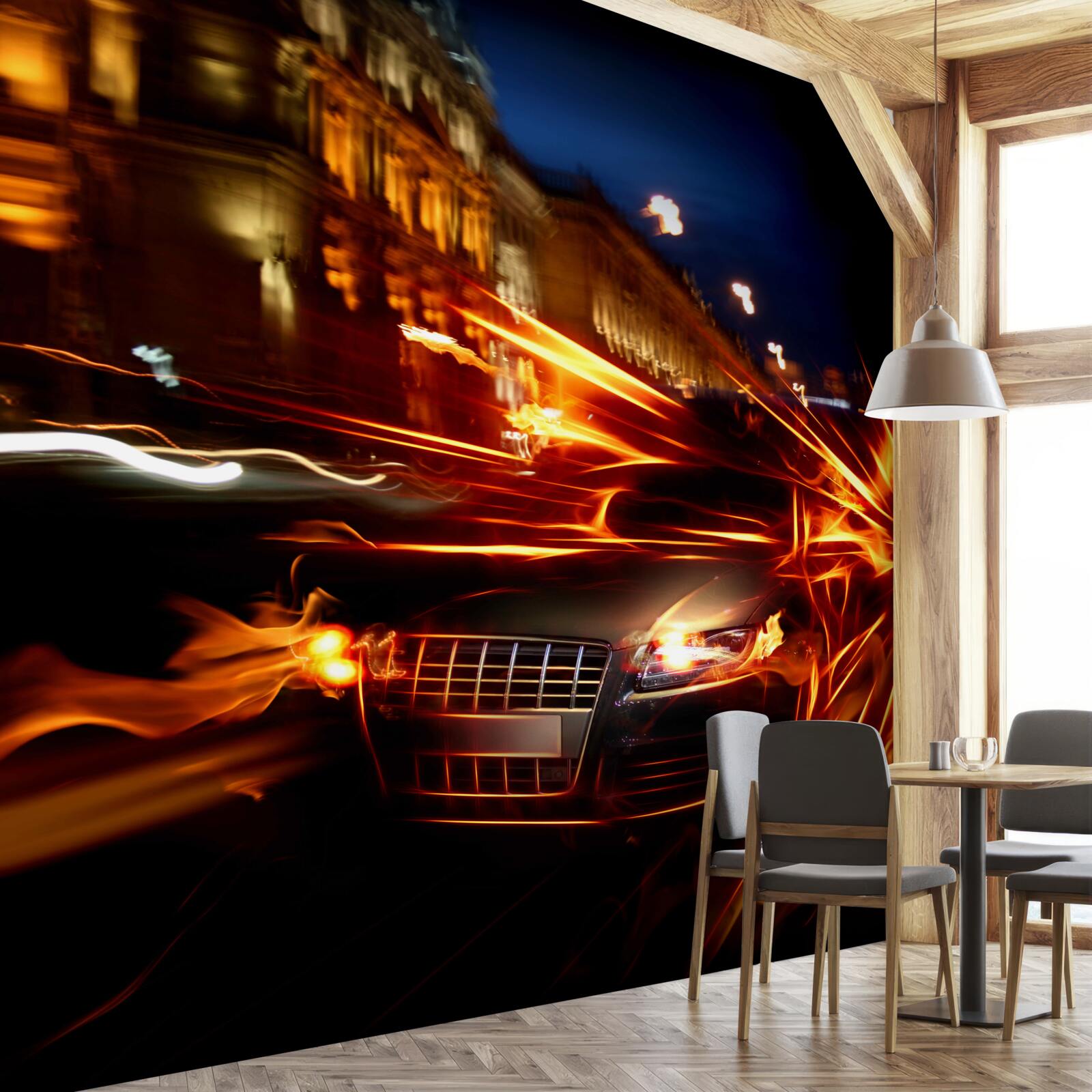 Papier peint voiture dans la lumière de la nuit