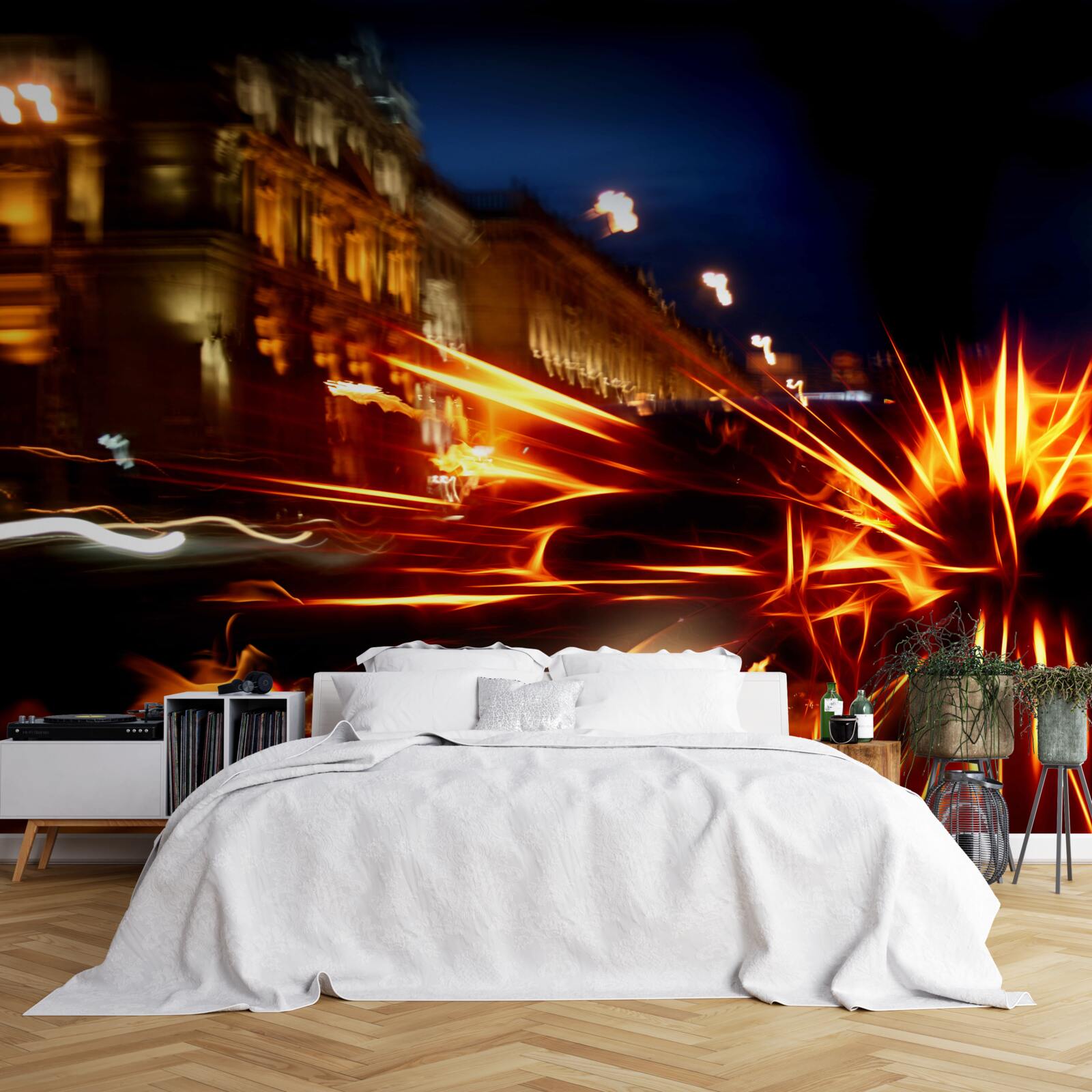 Papier peint voiture dans la lumière de la nuit