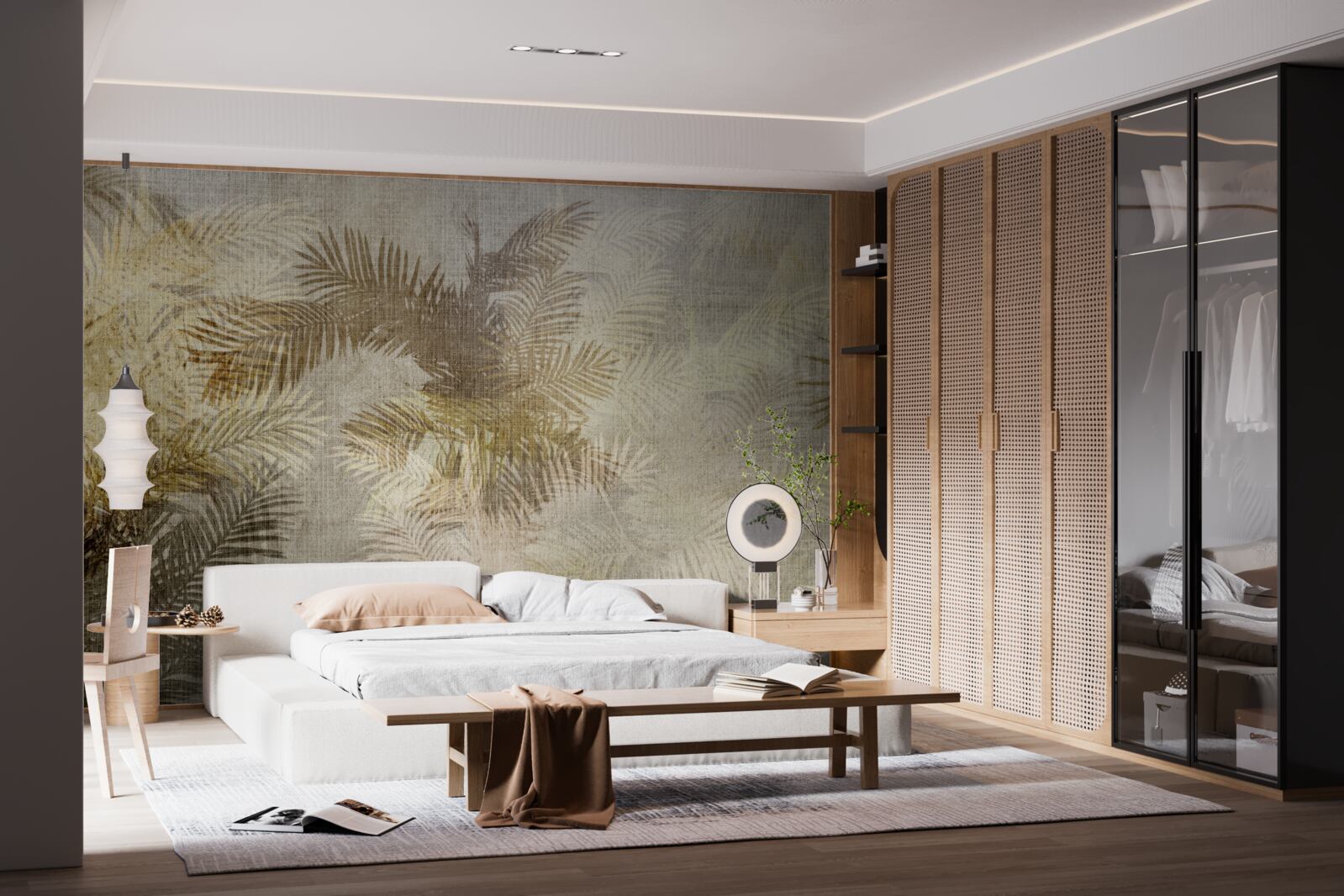 Papier peint peinture d'arrière-plan avec des feuilles de fougère