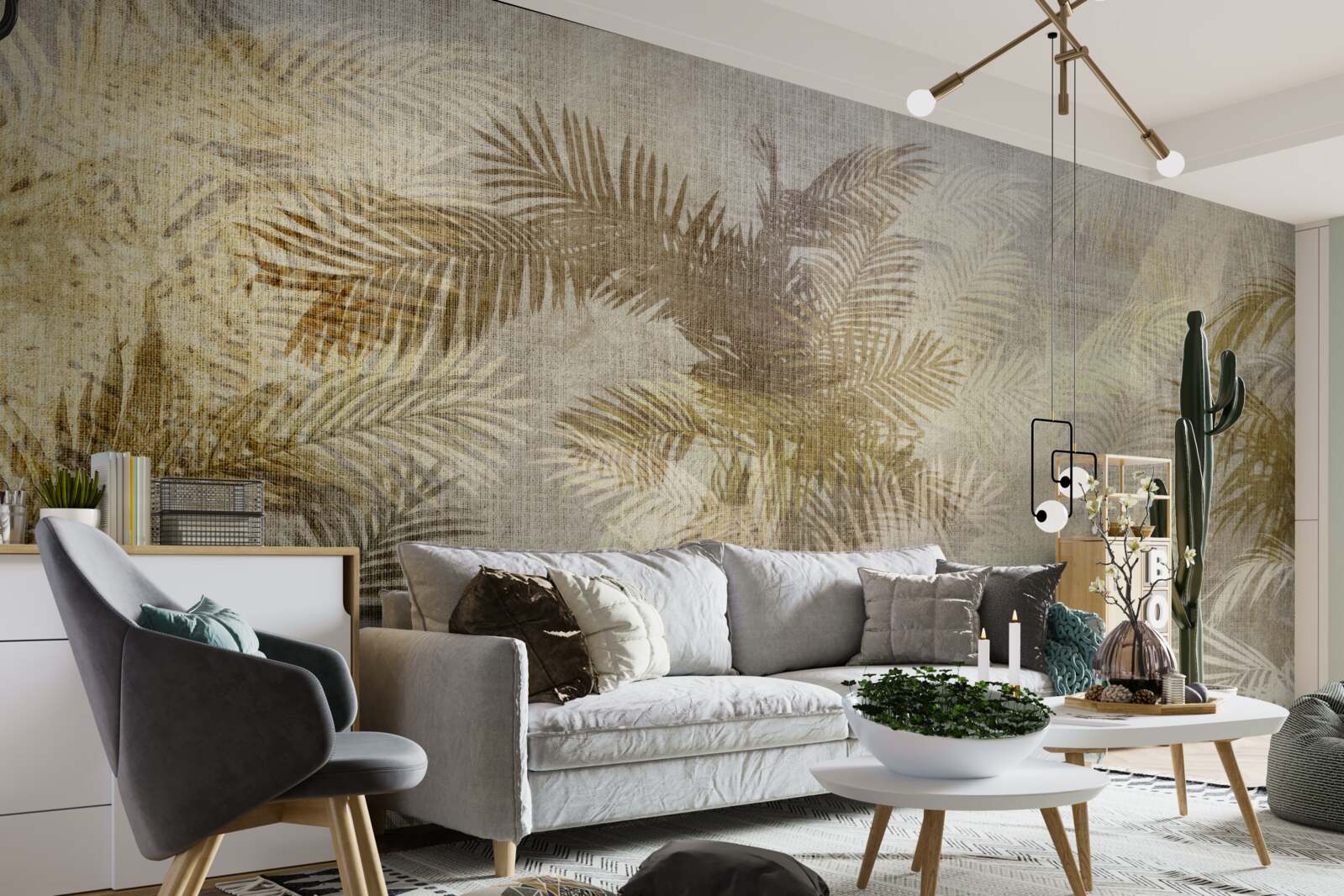 Papier peint peinture d'arrière-plan avec des feuilles de fougère