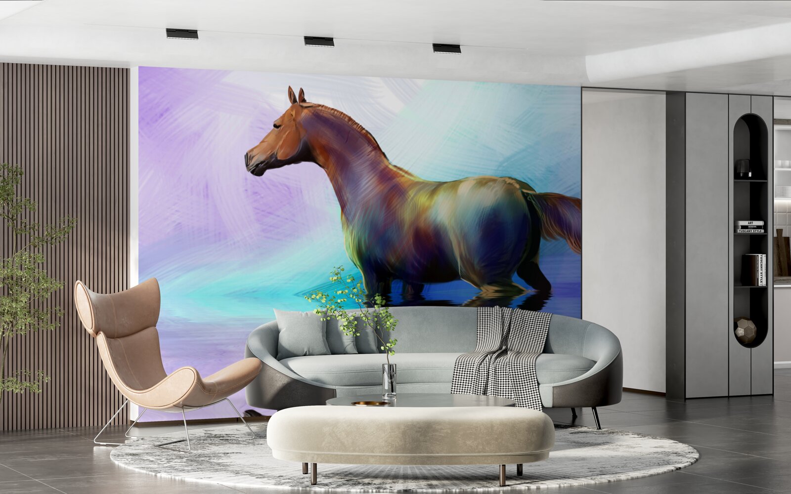 Papier peint le cheval est dans l'eau