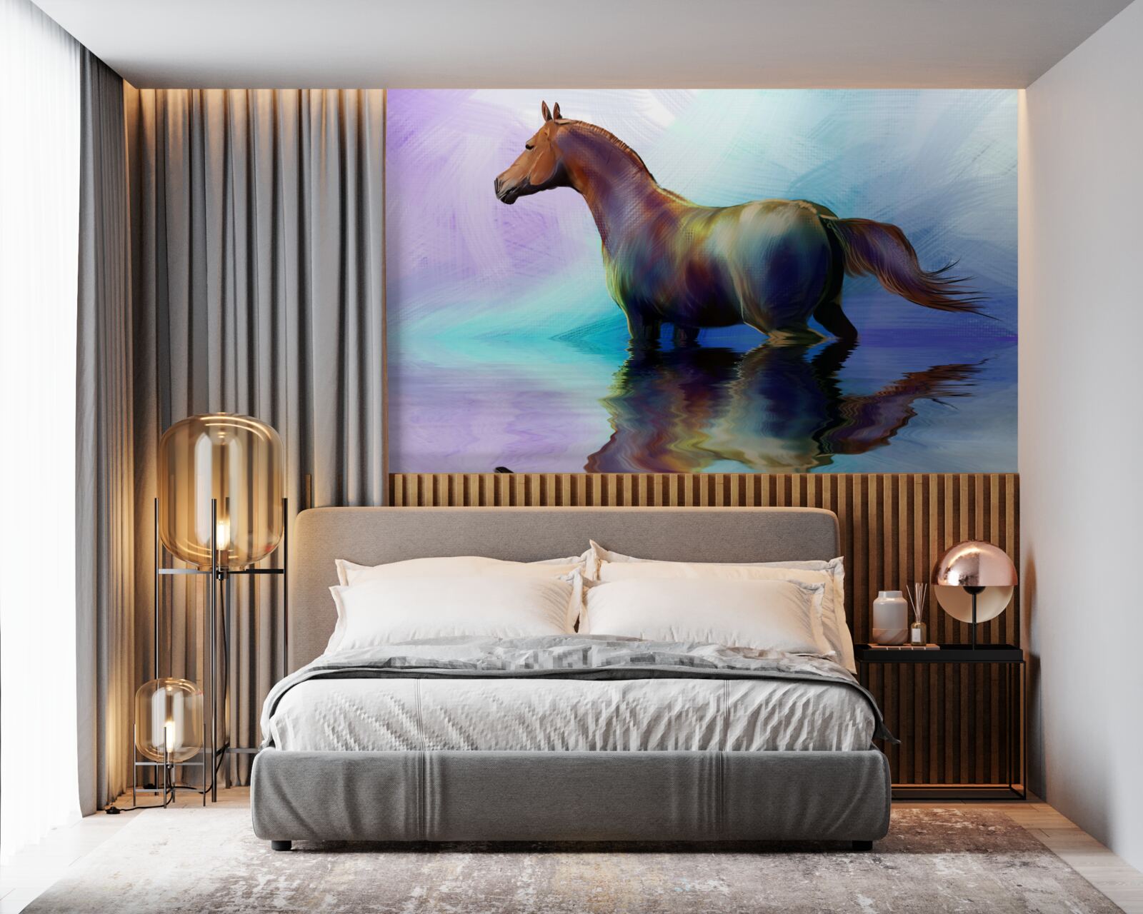 Papier peint le cheval est dans l'eau