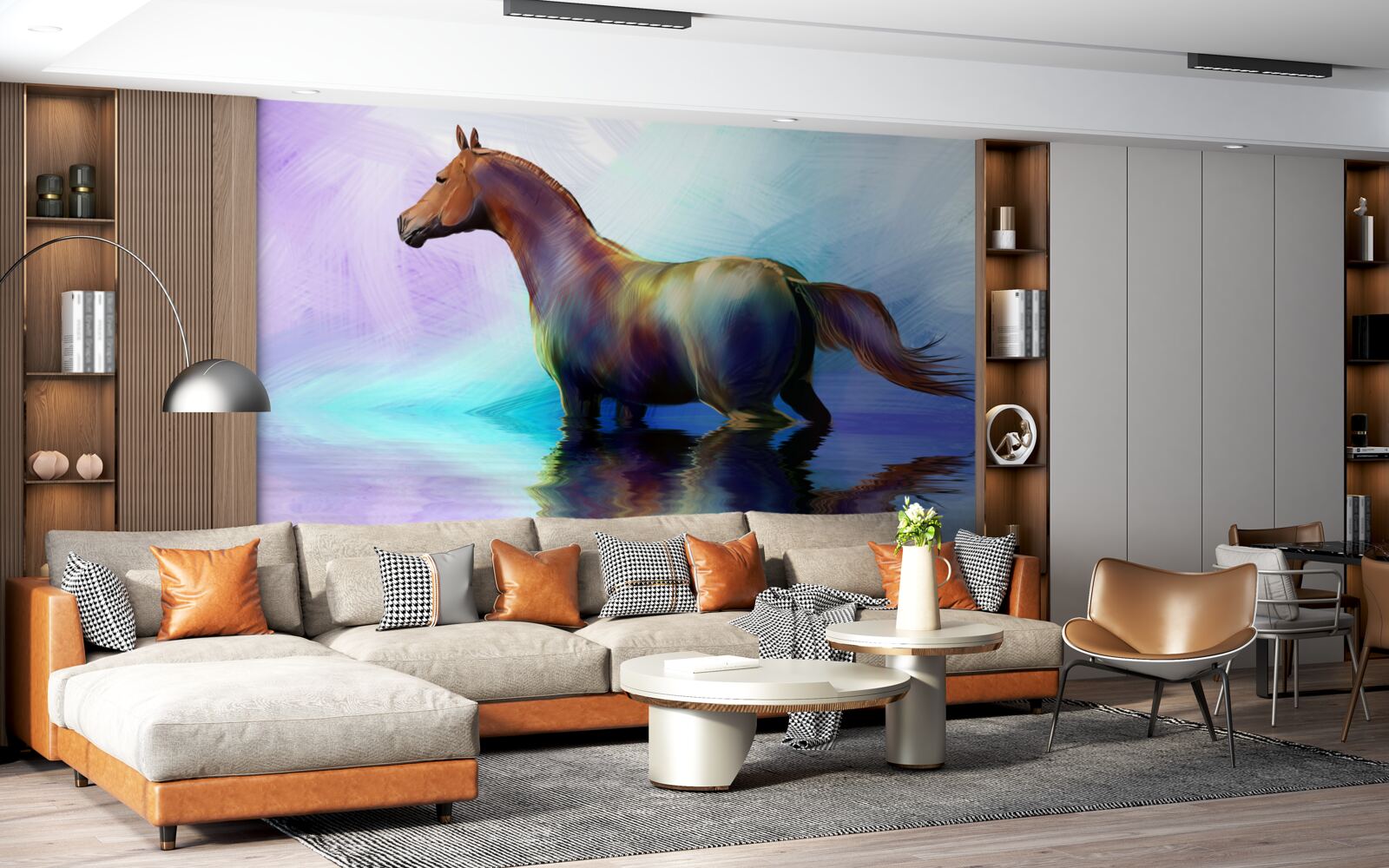 Papier peint le cheval est dans l'eau