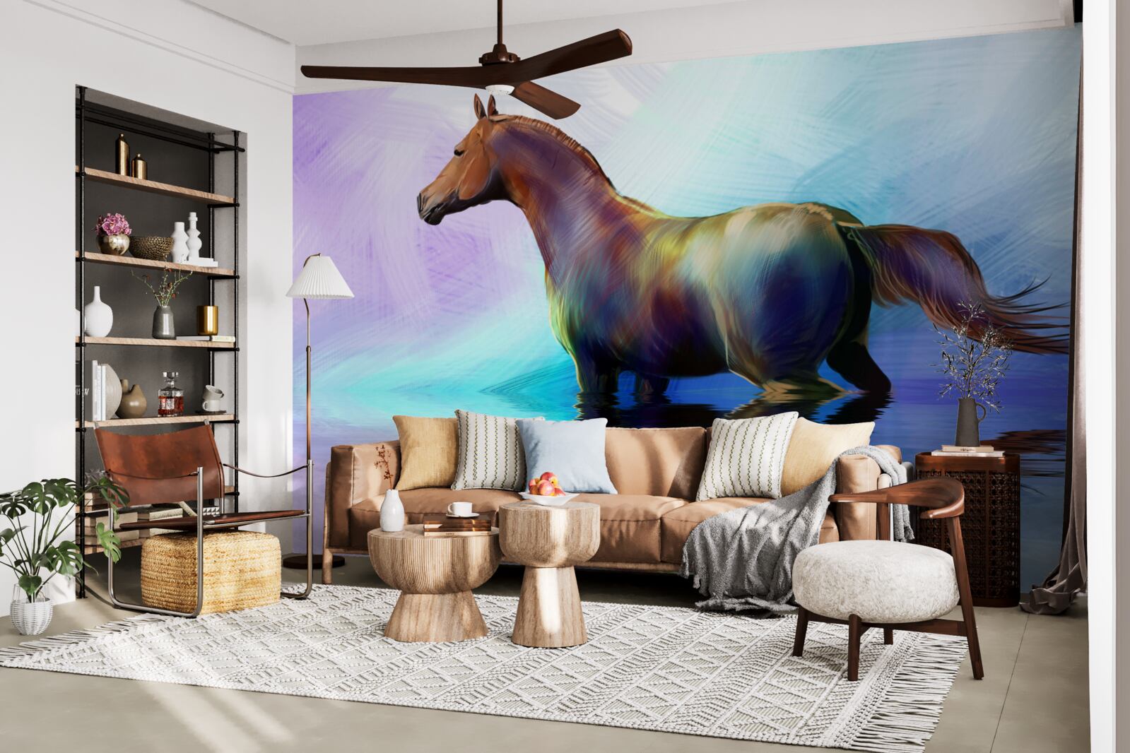 Papier peint le cheval est dans l'eau