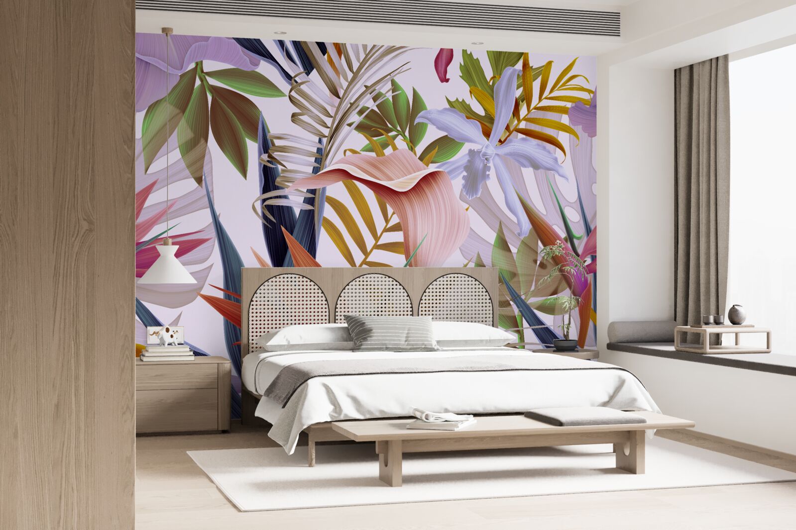 Papier peint grandes plantes de différentes couleurs