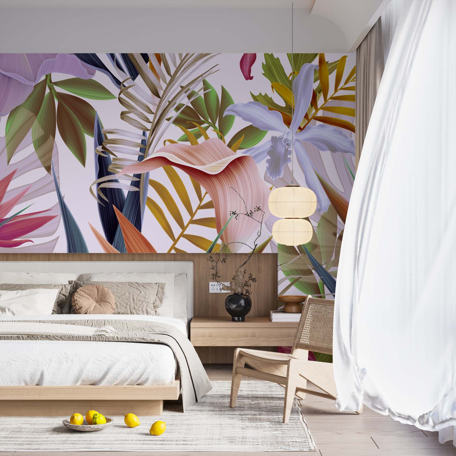 Papier peint grandes plantes de différentes couleurs