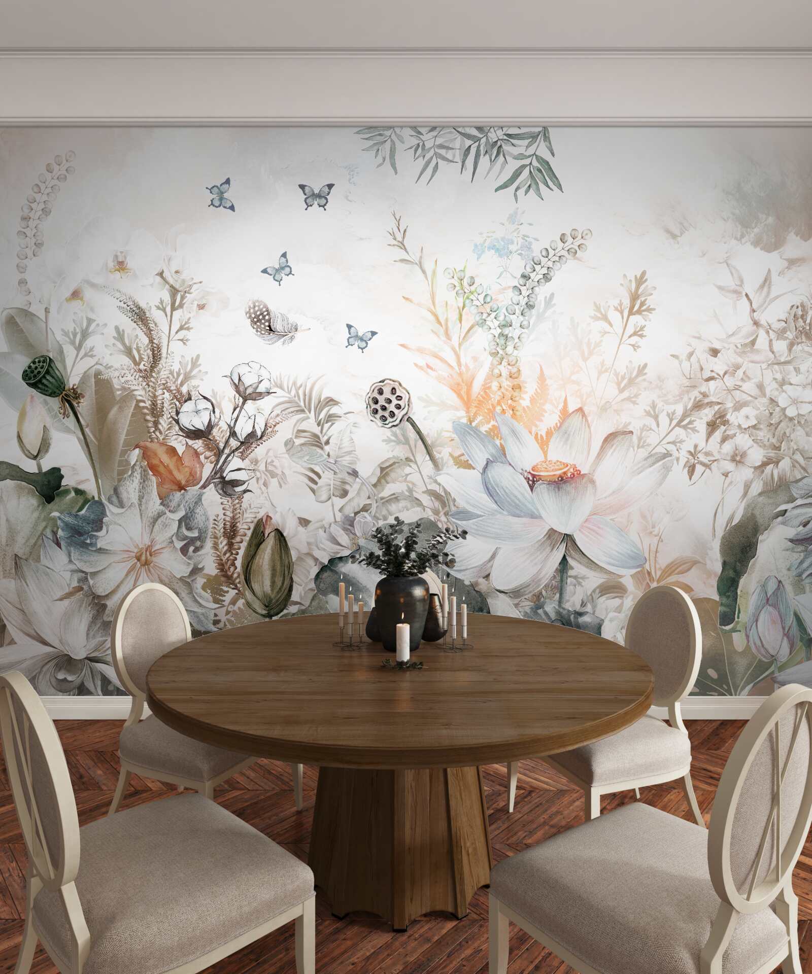 Papier peint fleurs et plantes inhabituelles