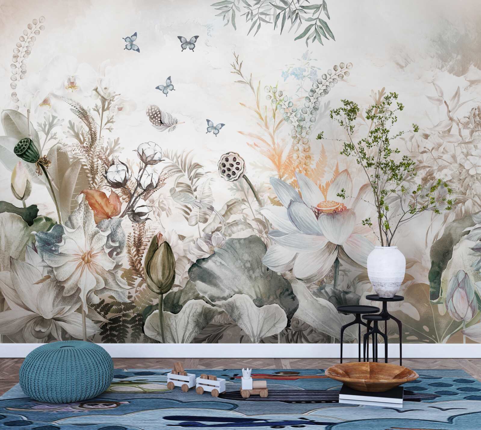 Papier peint fleurs et plantes inhabituelles