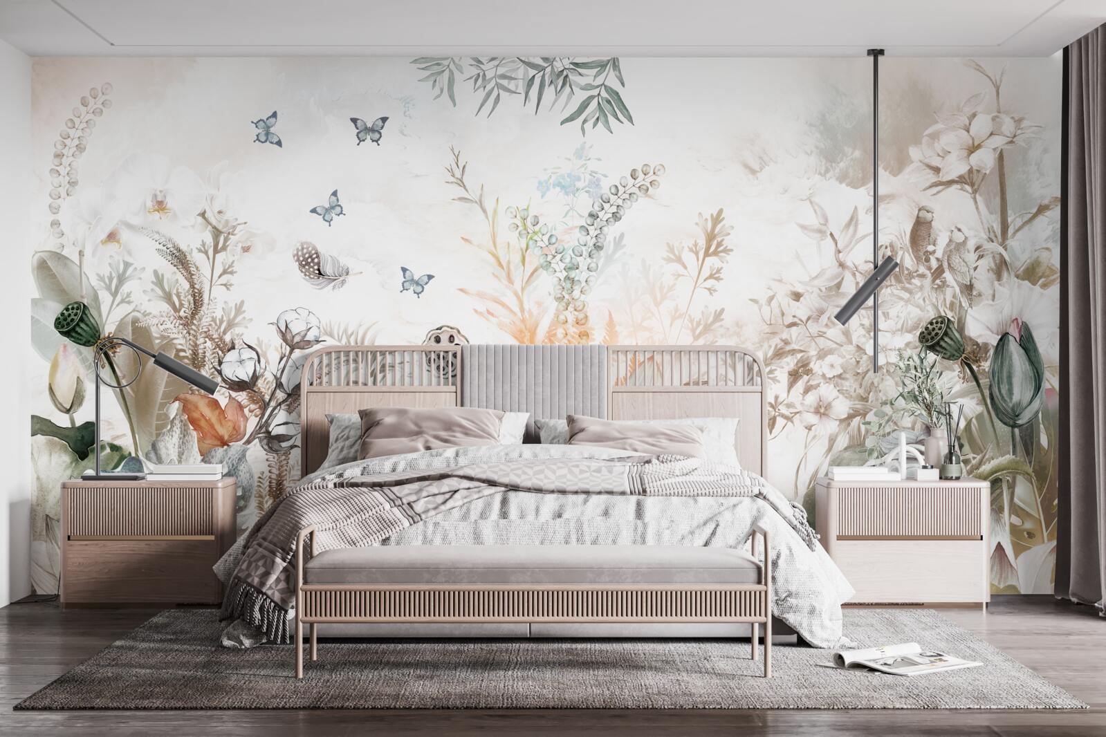 Papier peint fleurs et plantes inhabituelles