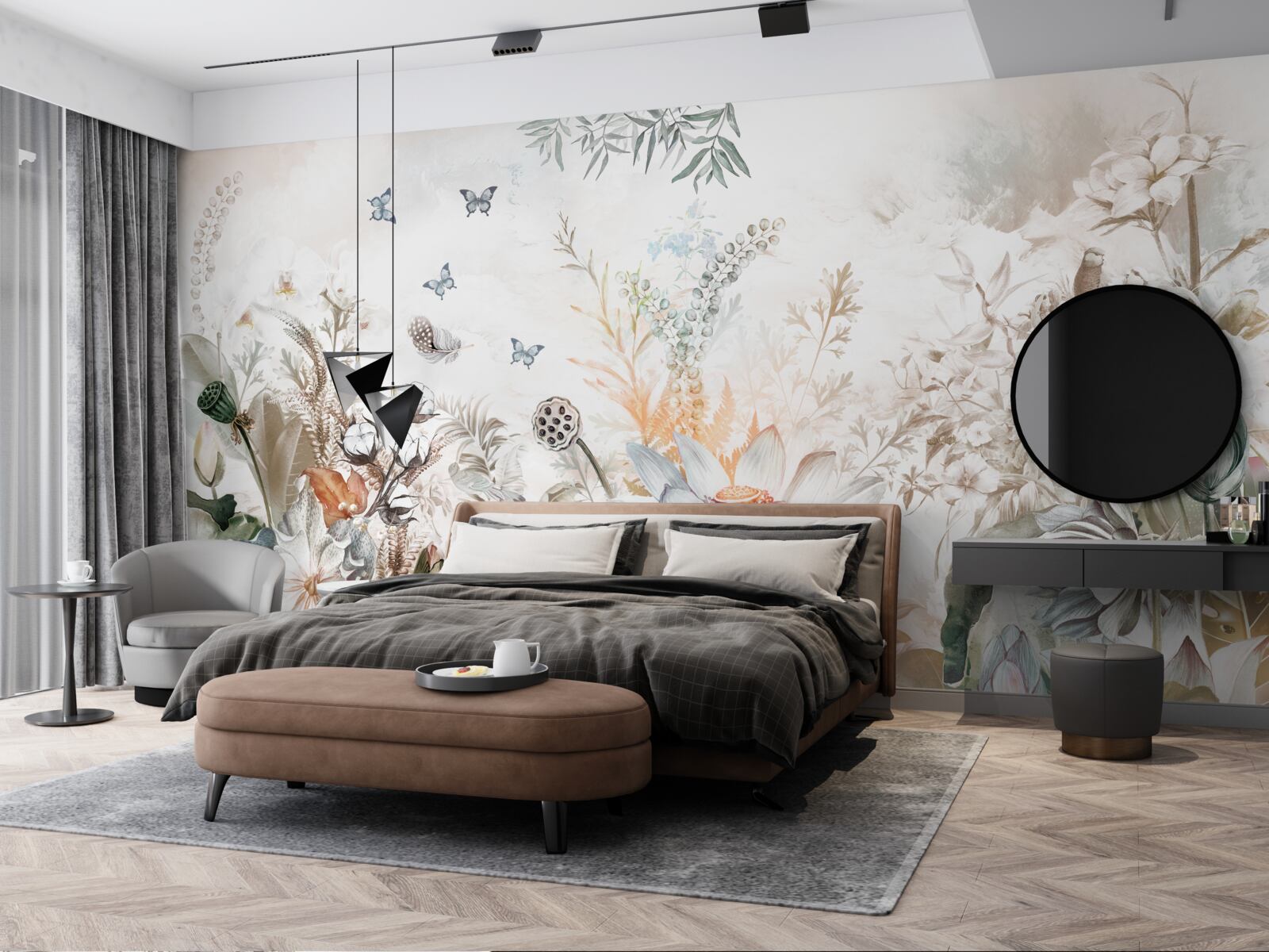 Papier peint fleurs et plantes inhabituelles