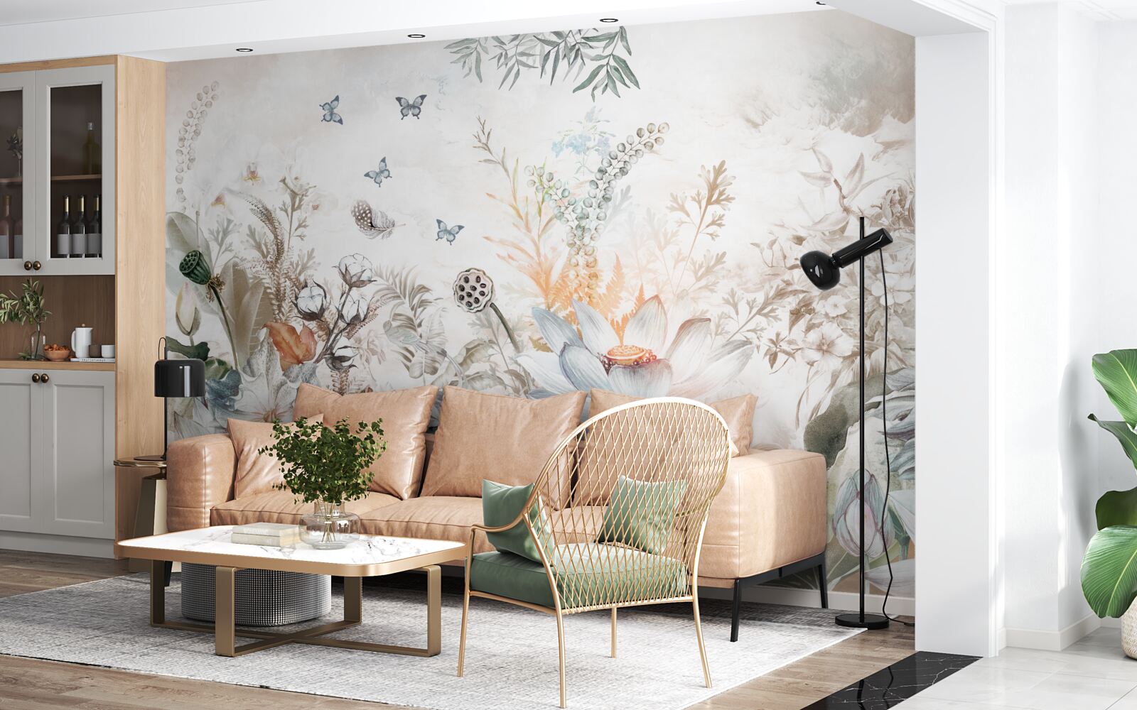 Papier peint fleurs et plantes inhabituelles