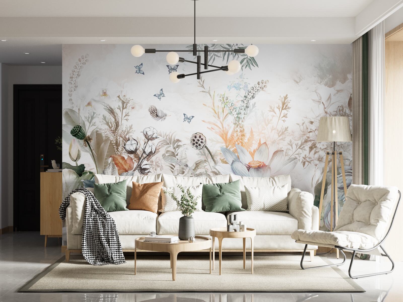 Papier peint fleurs et plantes inhabituelles