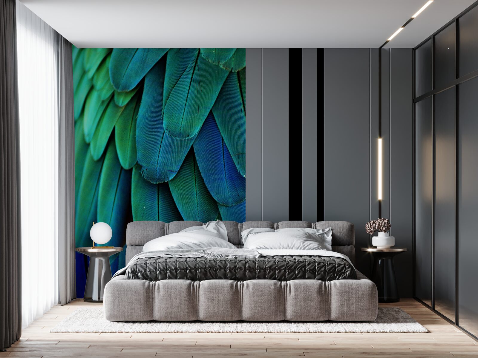 Papier peint les feuilles sont grandes et vertes foncées