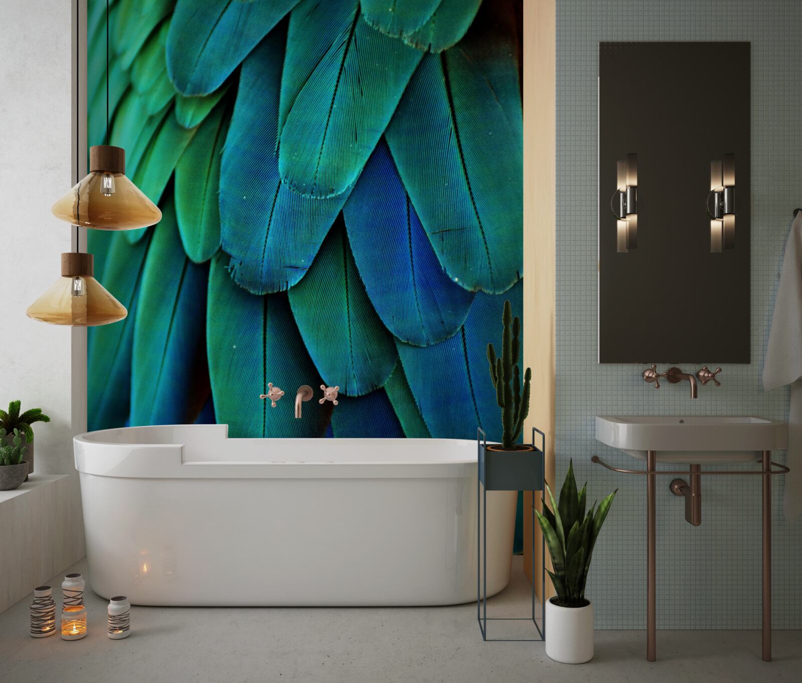 Papier peint les feuilles sont grandes et vertes foncées