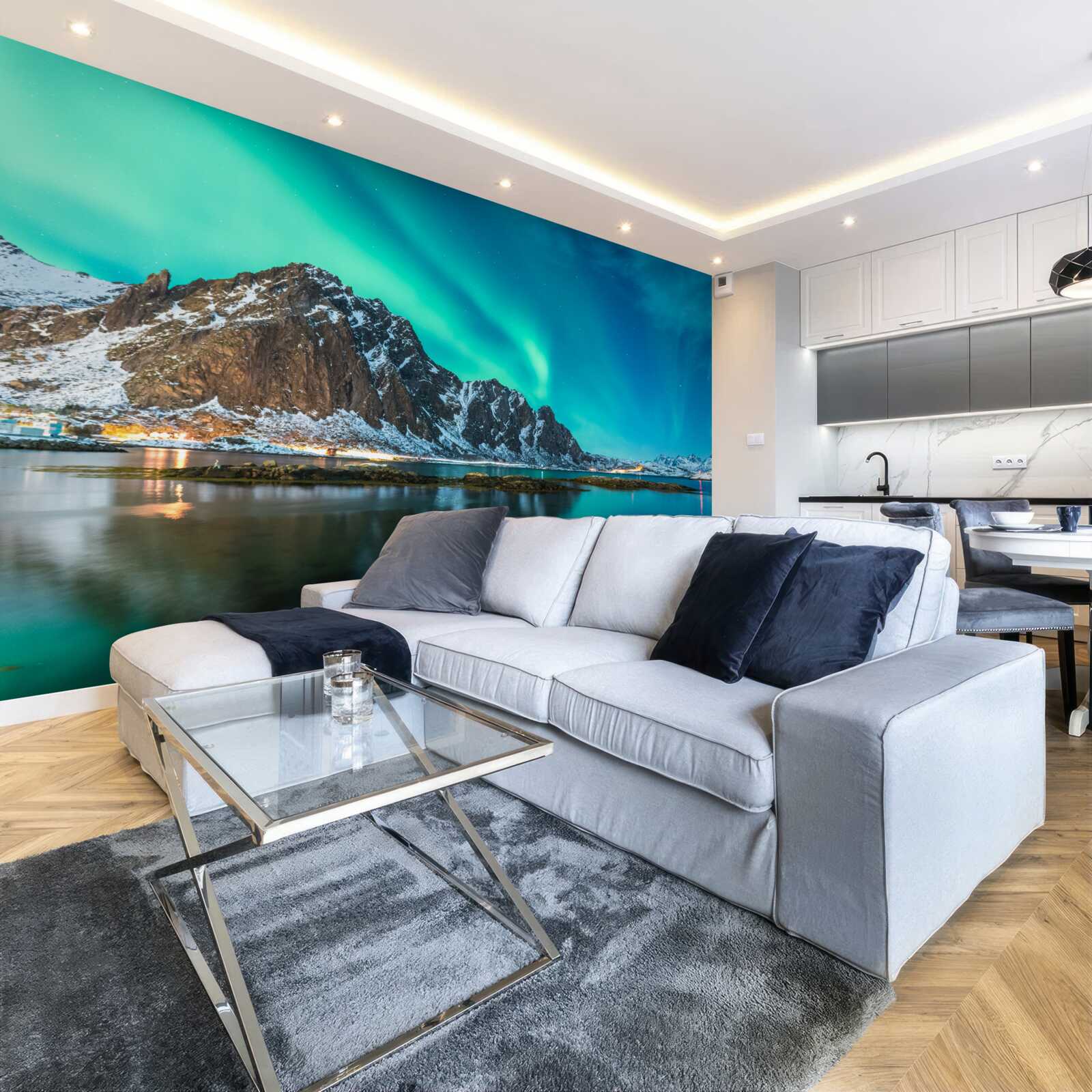 Papier peint aurore boréale sur le sommet